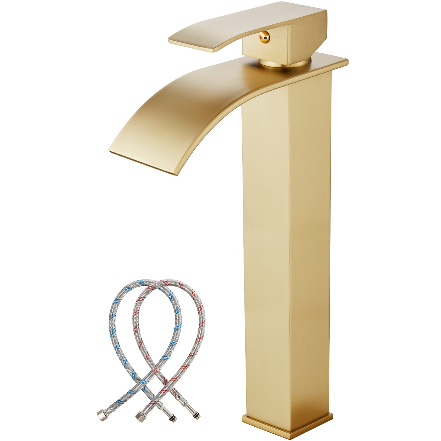 
                  
                    Midanya Waterfall Bathroom Bowl Vessel Sink Faucet Tall Single Handle Single Hole Deck Mount Mixer Tap with Large Rectangular Spout Sink Faucet Lavatory Vanity
                  
                