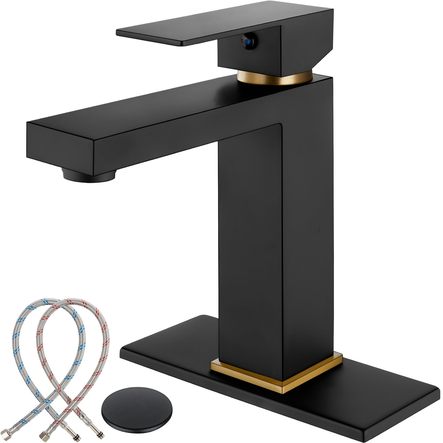 
                  
                    Midanya Bathroom Sink Faucet 1 Hole Single Handle Deck Mount Lavatory Mixer Tap with Cover Plate and Pop-up Drain One Lever Stainless Steel SUS304 Commercial
                  
                
