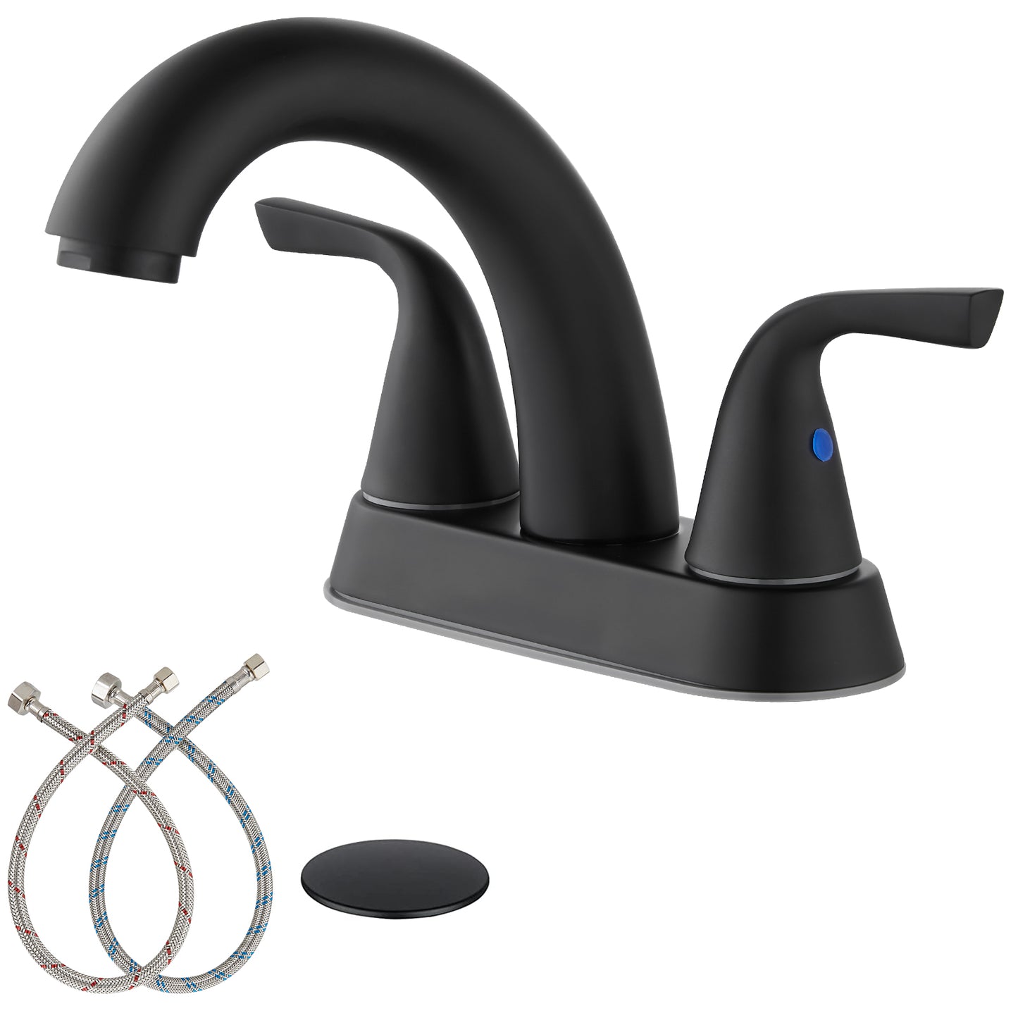 
                  
                    Midanya 2 Handle Bathroom Sink Faucet Deck Mount Centerset Bathroom Faucet 3 Hole, with Pop-up Drain Stopper Assembly and Water Supply Lines Lavatory Faucet Mixer Double Handle Tap
                  
                