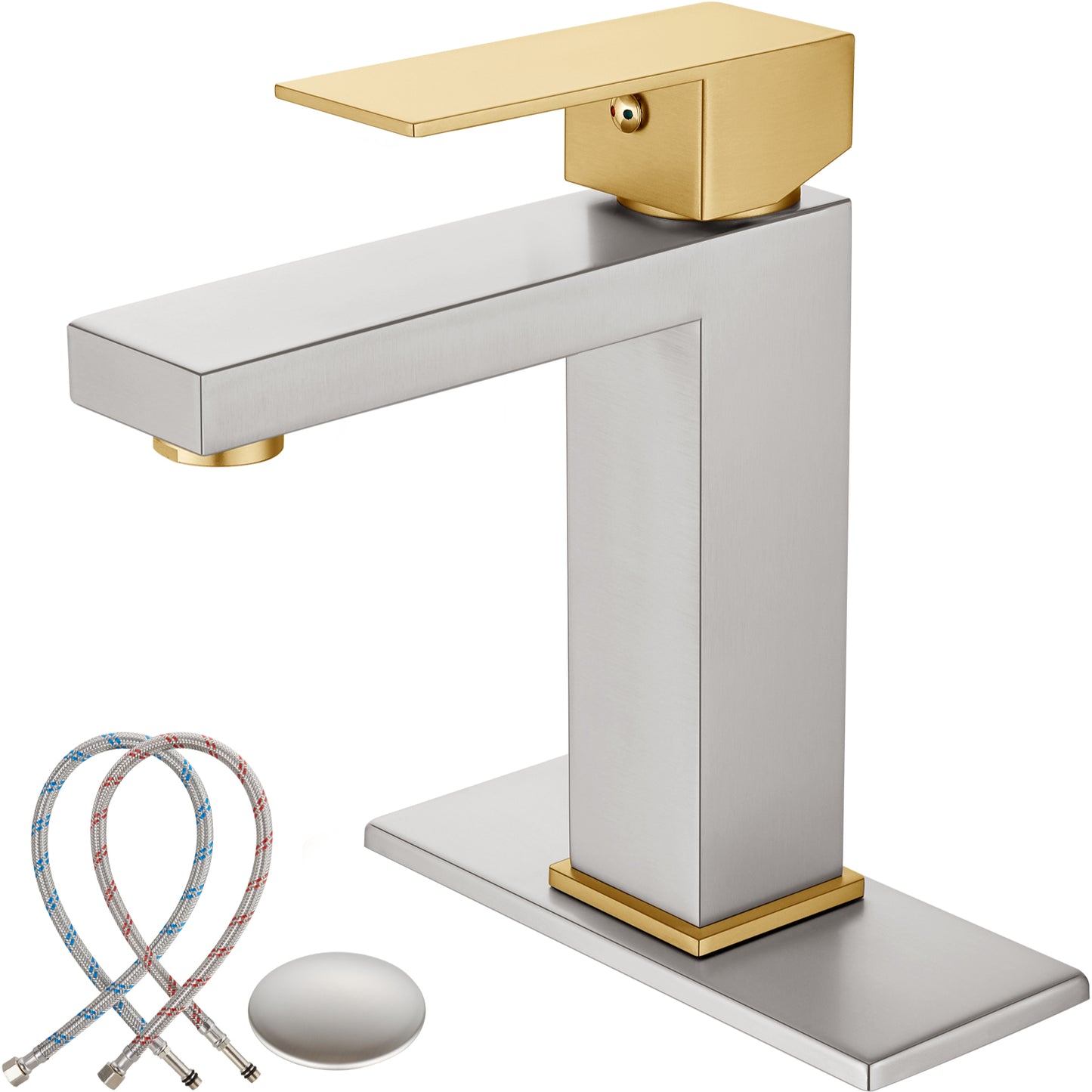 
                  
                    Midanya Bathroom Sink Faucet 1 Hole Single Handle Deck Mount Lavatory Mixer Tap with Cover Plate and Pop-up Drain One Lever Stainless Steel SUS304 Commercial
                  
                