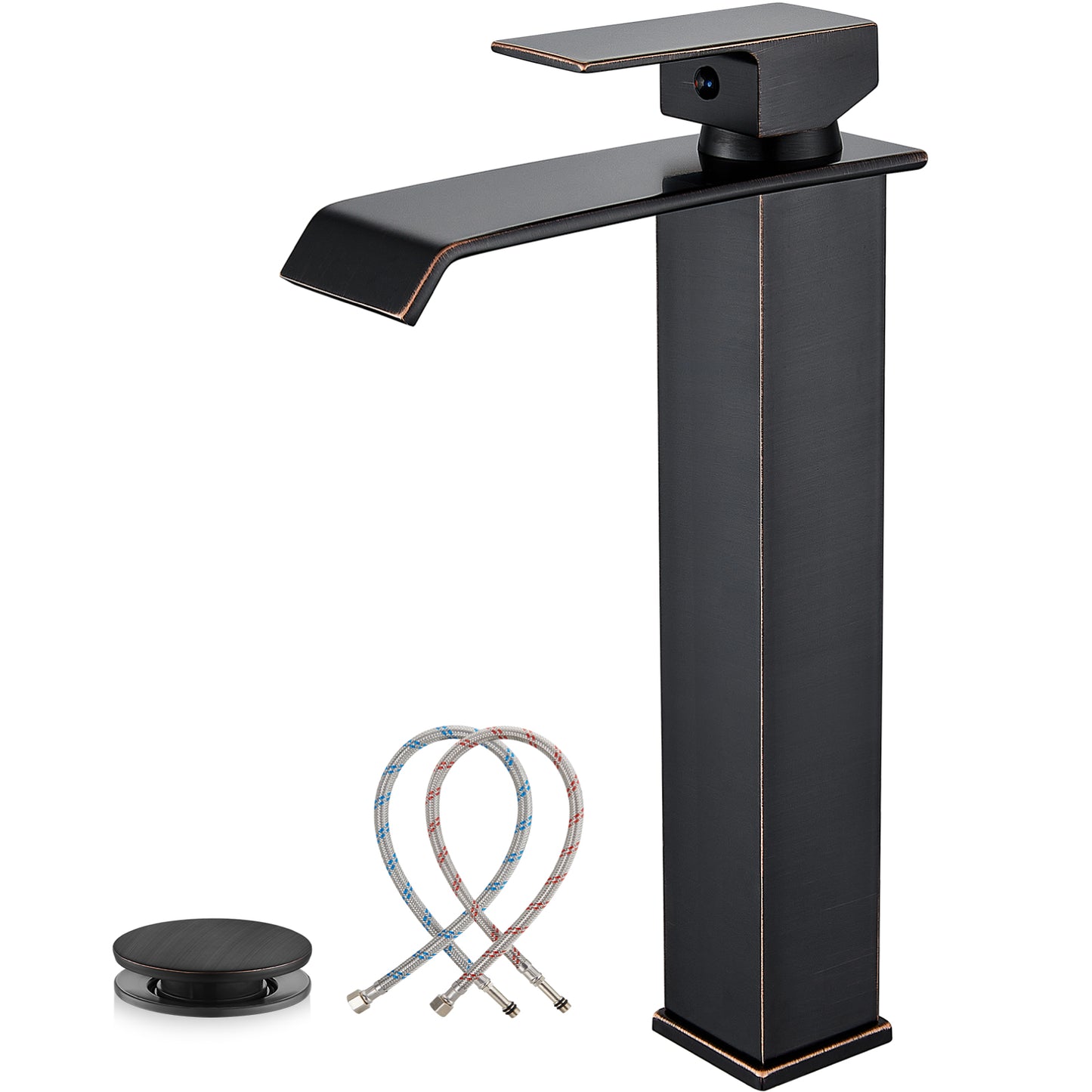 
                  
                    Midanya Waterfall Bathroom Faucets, Single Handle 1 Hole Bathroom Sink Faucet Modern RV Vanity Restroom Lavatory Basin Faucet with Pop Up Drain,Tall Body
                  
                