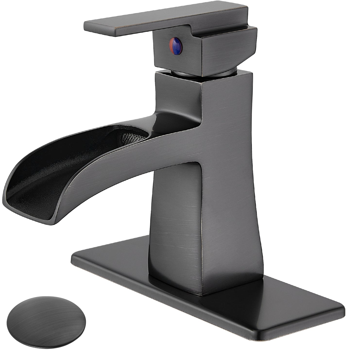 
                  
                    Midanya Single Handle Bathroom Sink Faucet, Waterfall Bathroom Faucet for 1 Hole or 3 Holes, Lavatory RV Vanity Faucet with Deck Mount Pop-Up Drain and Water Supply Lines
                  
                