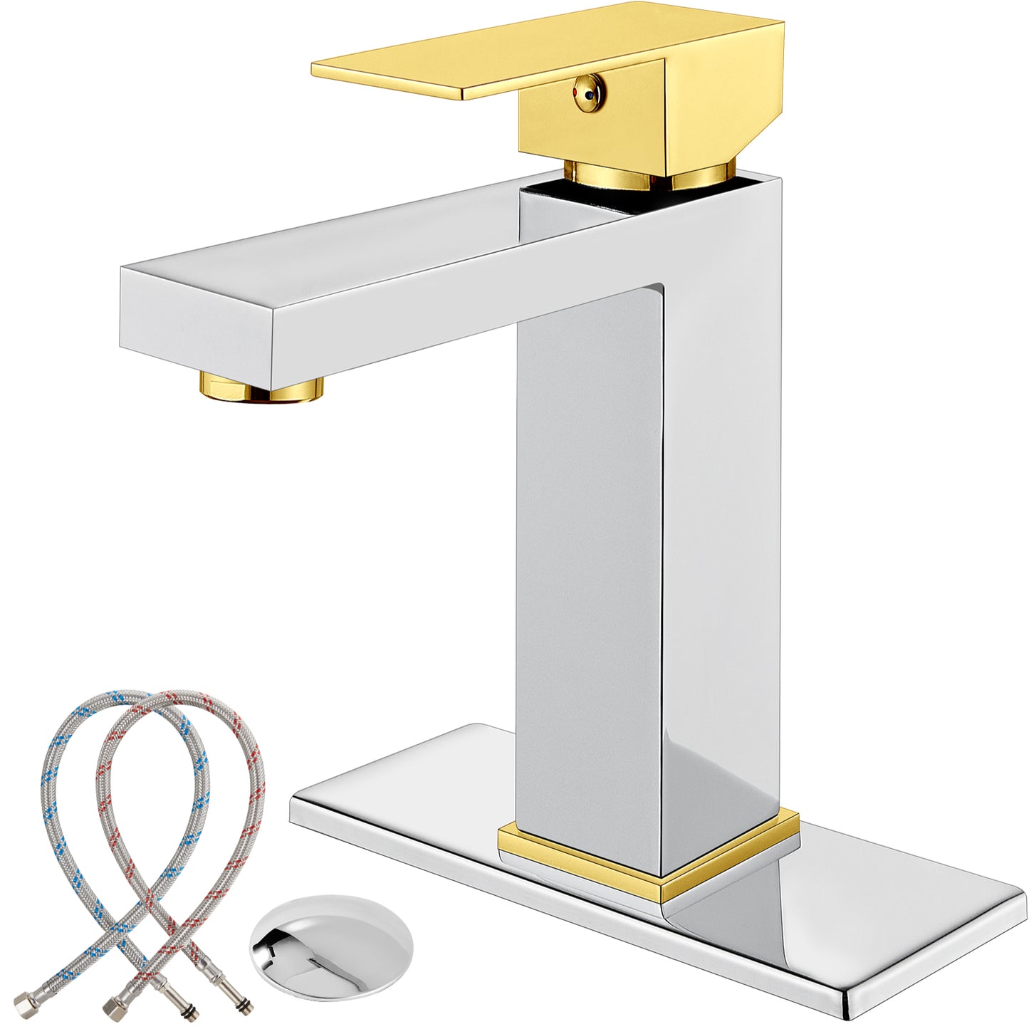 
                  
                    Midanya Bathroom Sink Faucet 1 Hole Single Handle Deck Mount Lavatory Mixer Tap with Cover Plate and Pop-up Drain One Lever Stainless Steel SUS304 Commercial
                  
                