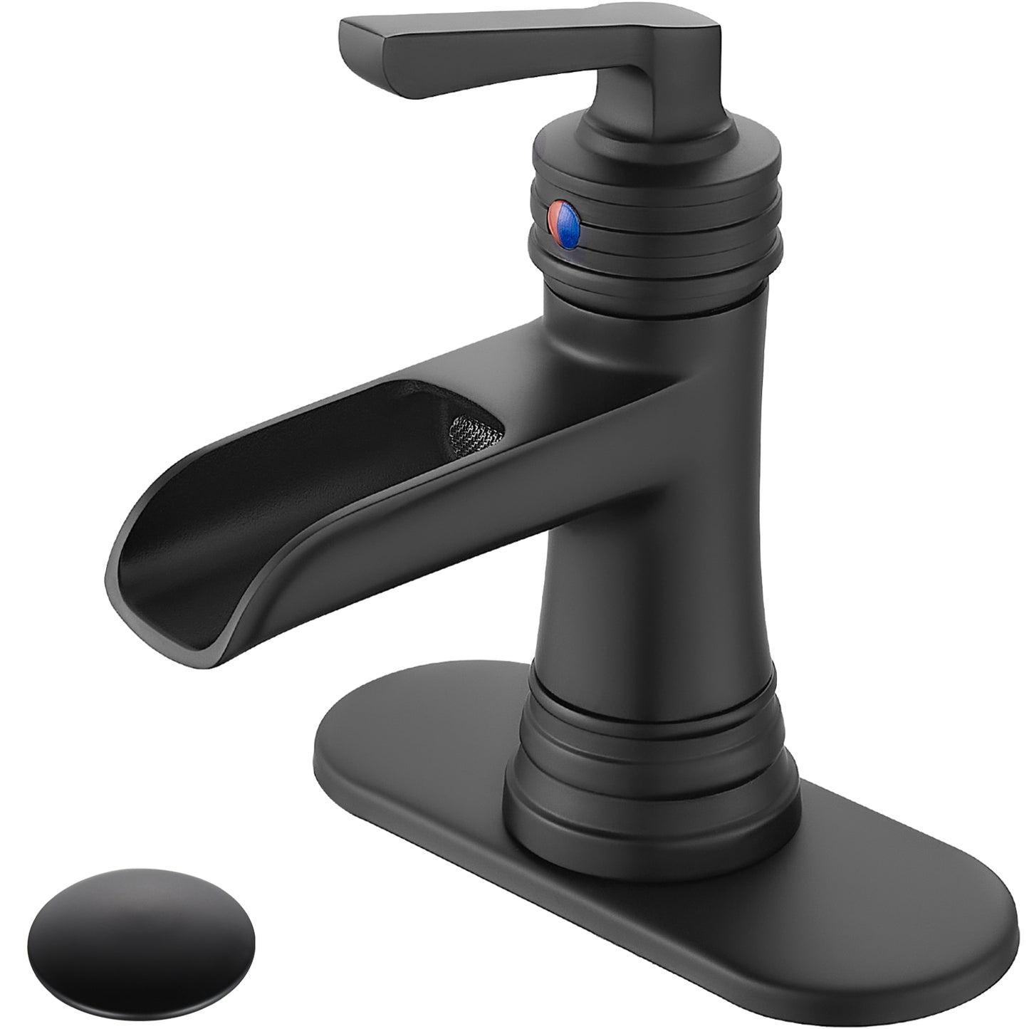 
                  
                    Midanya Waterfall Faucet Single Handle Bathroom Sink Faucet, Large Spout Lavatory Faucet, Deck Mounted Single Hole or 3 Hole Bathroom Faucet with Pop Up Drain and Water Supply Lines
                  
                