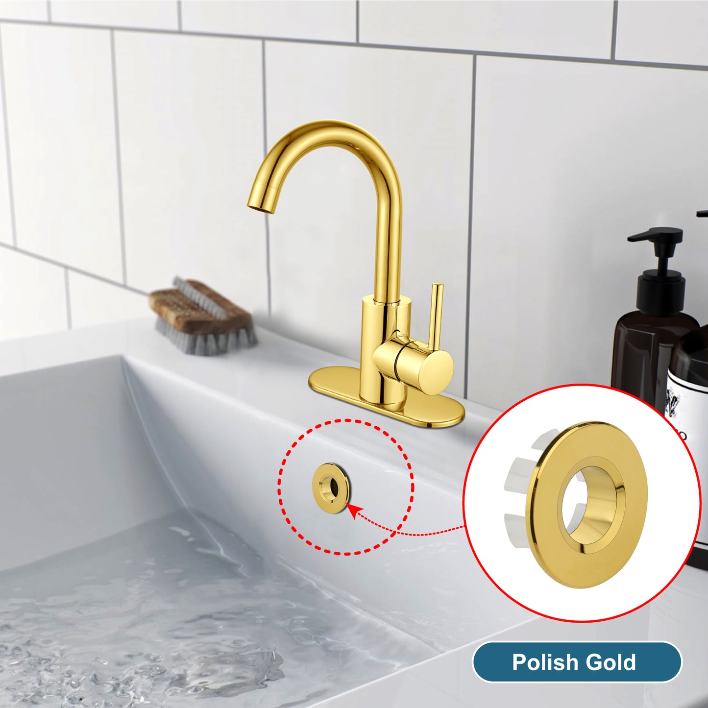 
                  
                    Midanya Sink Basin Trim Overflow Cover, Solid Brass Insert in Hole Round Caps, Vanity Vessel Sink Overflow Ring, Sink Overflow Cover Round Caps for Kitchen Bathroom, Pack of 1
                  
                