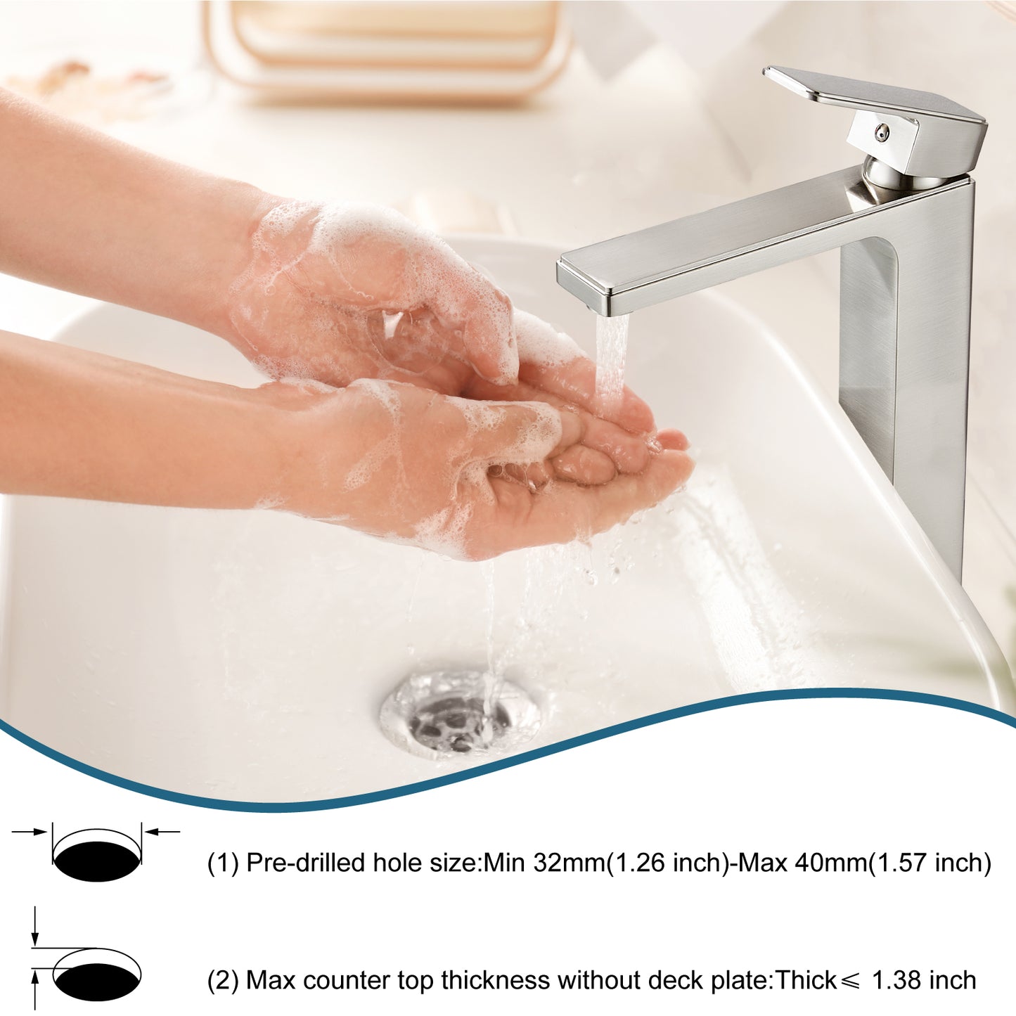 
                  
                    Bathroom Vessel Bowl Sink Faucet Tall Body Single Handle Lavatory Vanity Mixer Bar Tap with Pop Up Drain Tall Spout Single Hole Deck Mount Brass
                  
                