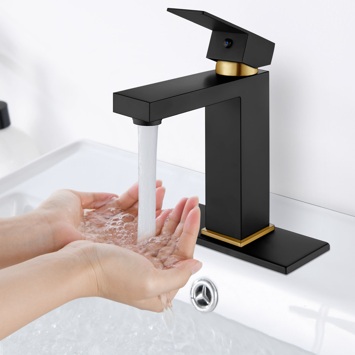 
                  
                    Midanya Bathroom Sink Faucet 1 Hole Single Handle Deck Mount Lavatory Mixer Tap with Cover Plate and Pop-up Drain One Lever Stainless Steel SUS304 Commercial
                  
                