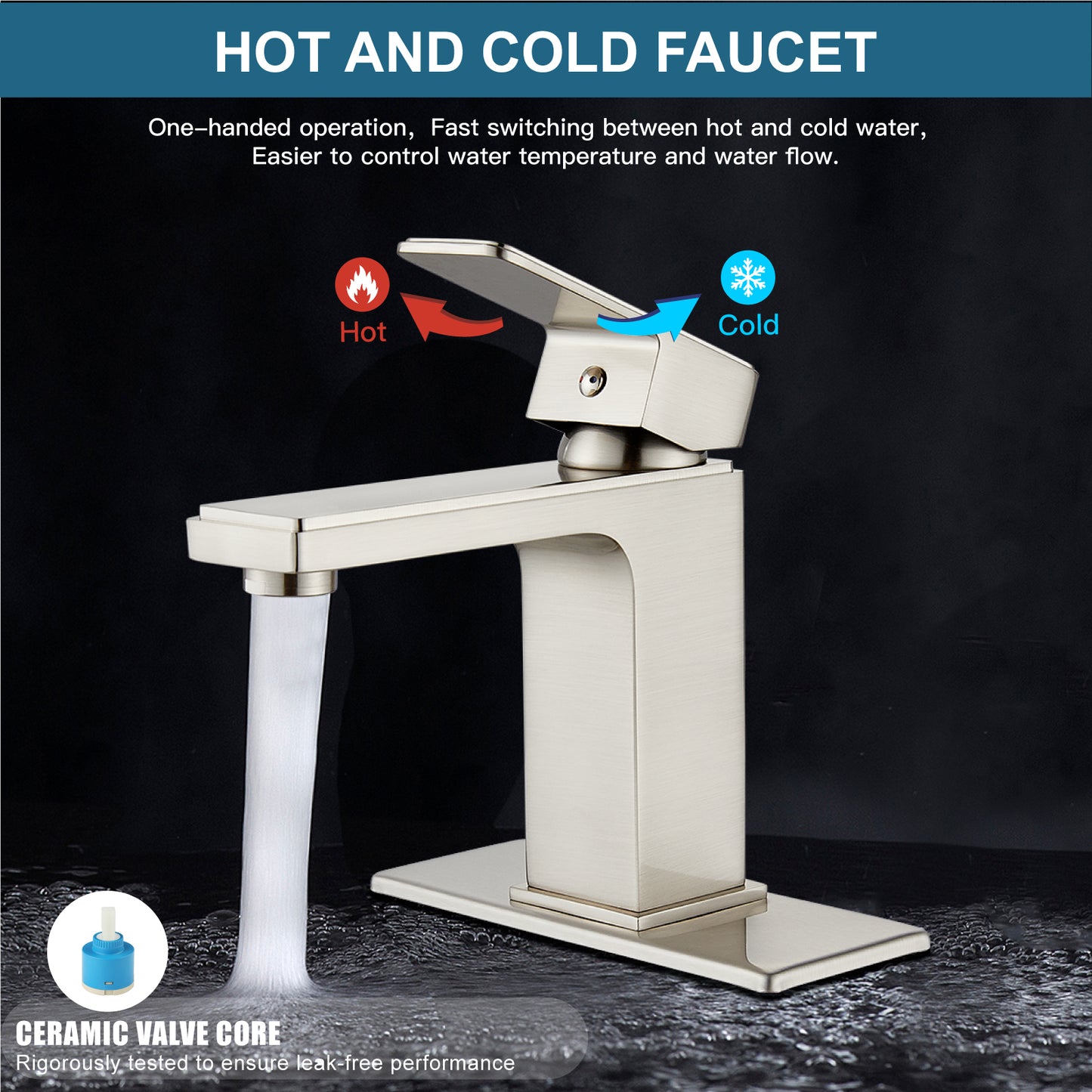 
                  
                    Midanya Bathroom Sink Faucet 1 Hole Single Handle Deck Mount Lavatory Mixer Tap Include Pop Up Drain with Overflow One Lever Commercial
                  
                