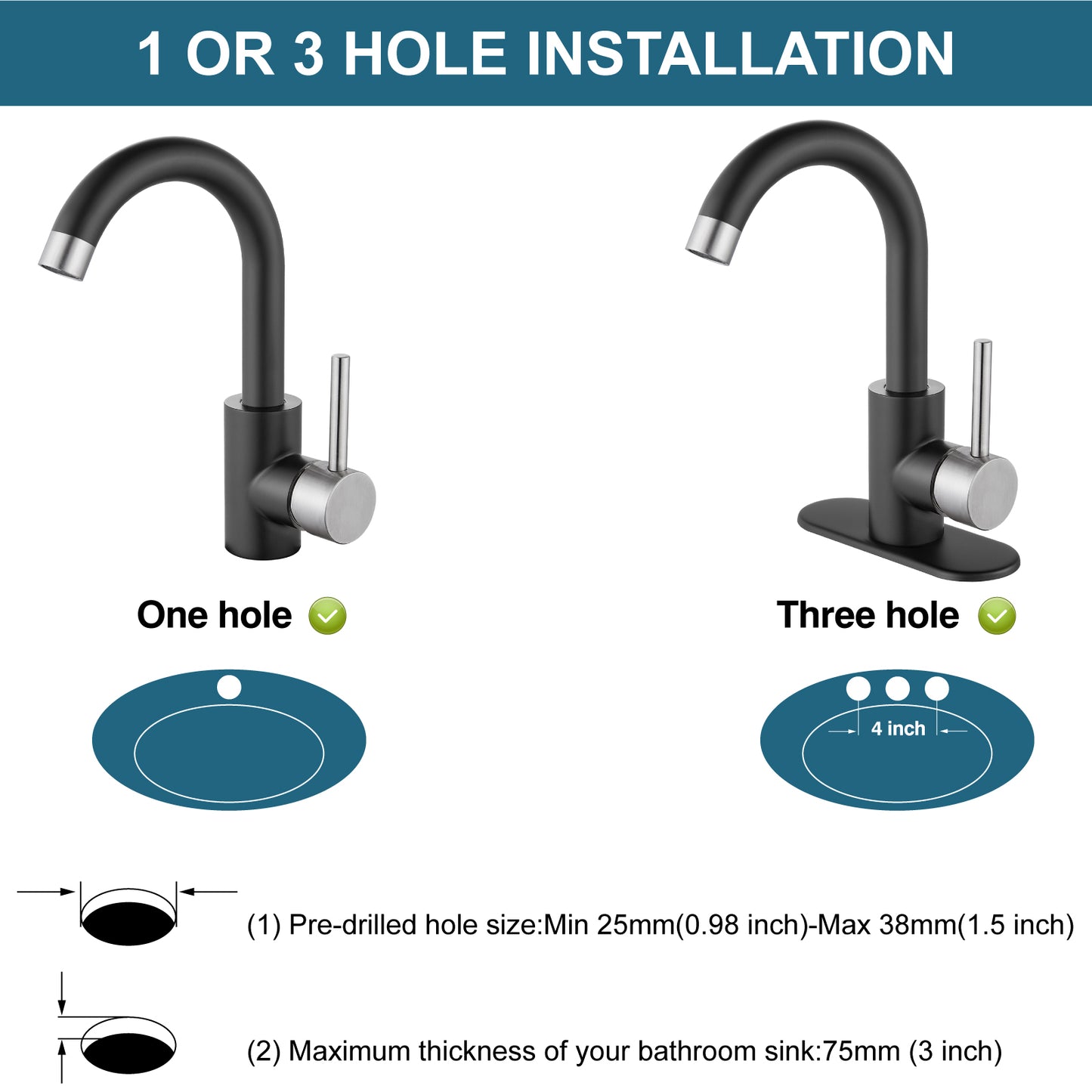 
                  
                    Midanya Single Handle Bathroom Sink Faucet, Wet Bar Pre-Kitchen Farmhouse RV Small Vanity Faucet with 360°Rotation Spout with Deck Plate, Supply Hoses and Drain Stopper
                  
                