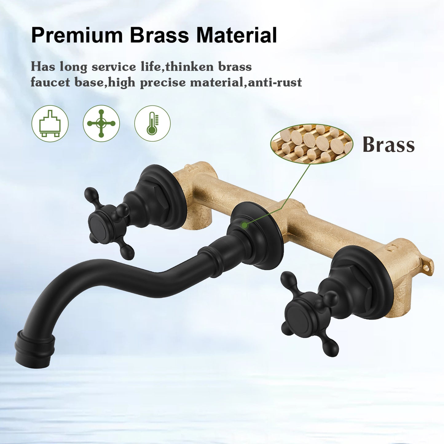 
                  
                    Midanya Bathroom Sink Faucet Widespread  Wall Mount 3 Holes 2 Cross Knobs Lavatory Vessel Basin Mixer Tap Mixing Spout Double Handles Commercial
                  
                