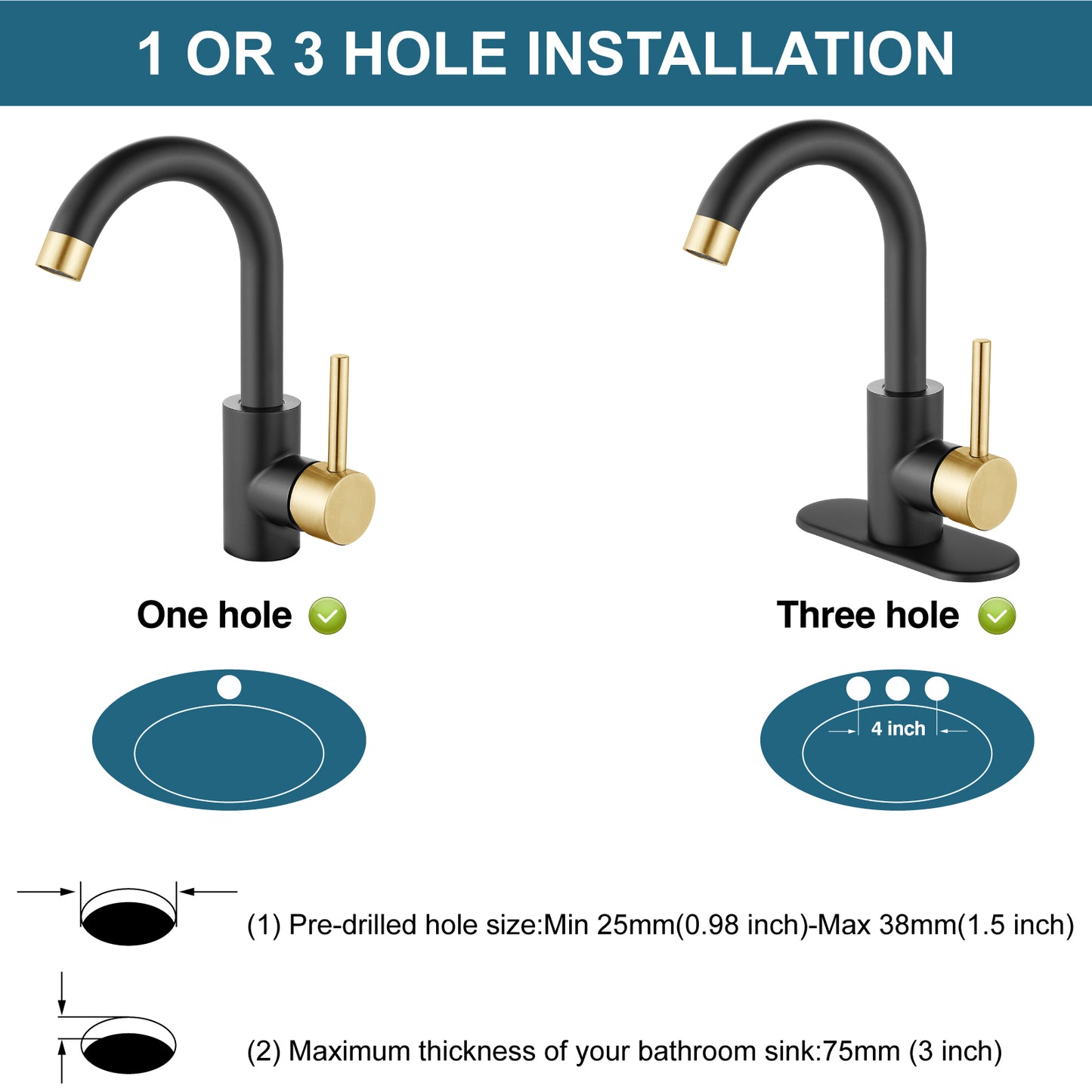 
                  
                    Midanya Single Handle Bathroom Sink Faucet, Wet Bar Pre-Kitchen Farmhouse RV Small Vanity Faucet with 360°Rotation Spout with Deck Plate, Supply Hoses and Drain Stopper
                  
                