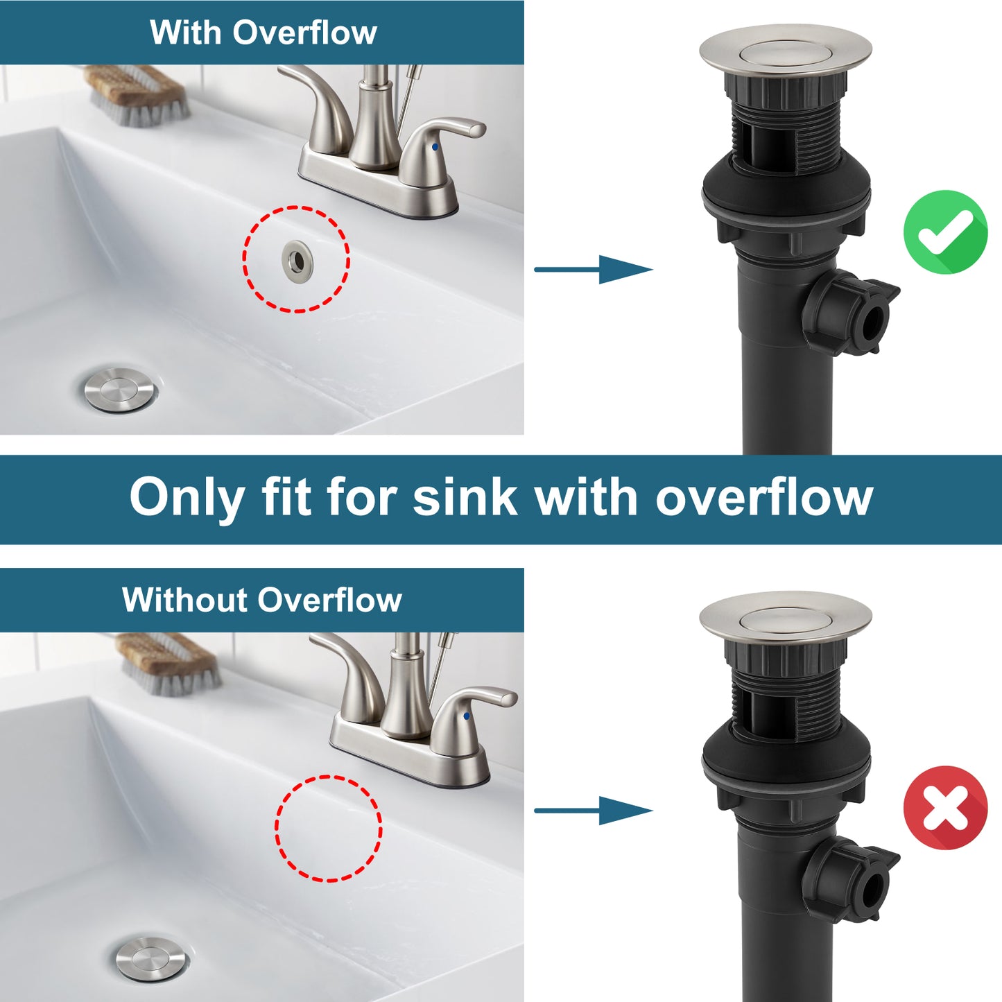 
                  
                    Midanya Sink Drain with Lift Rod, Bathroom Lavatory Kitchen RV Drain Stopper, Drain Stopper Assembly for Bathroom Faucet,Vessel Sink Vanity Drain Assembly with Overflow
                  
                