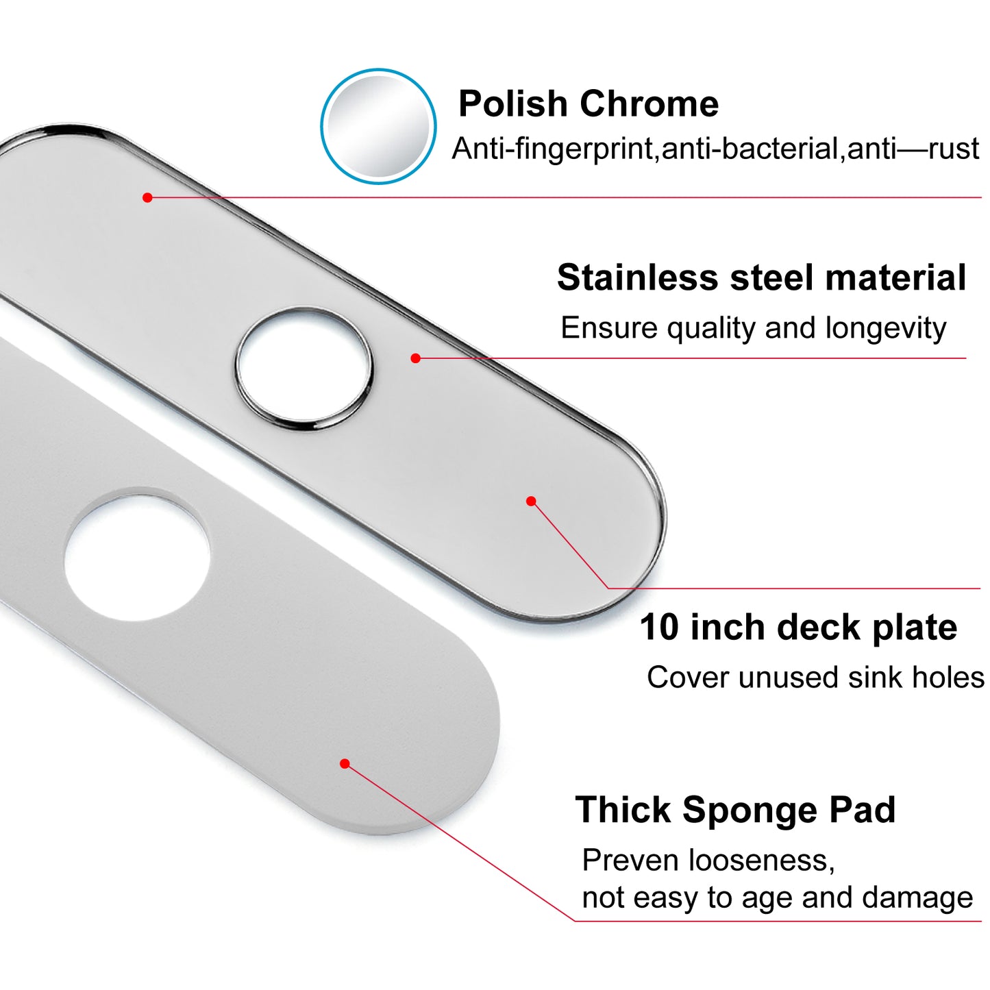 
                  
                    Midanya 10 Inch Sink Hole Cover Deck Plate, SUS304 Stainless Steel 1-3 Hole Escutcheon Plate for Bathroom Kitchen Vessel Vanity Sink Faucet, Faucet Cover Cap,1 or 3 Hole Cover Oval
                  
                