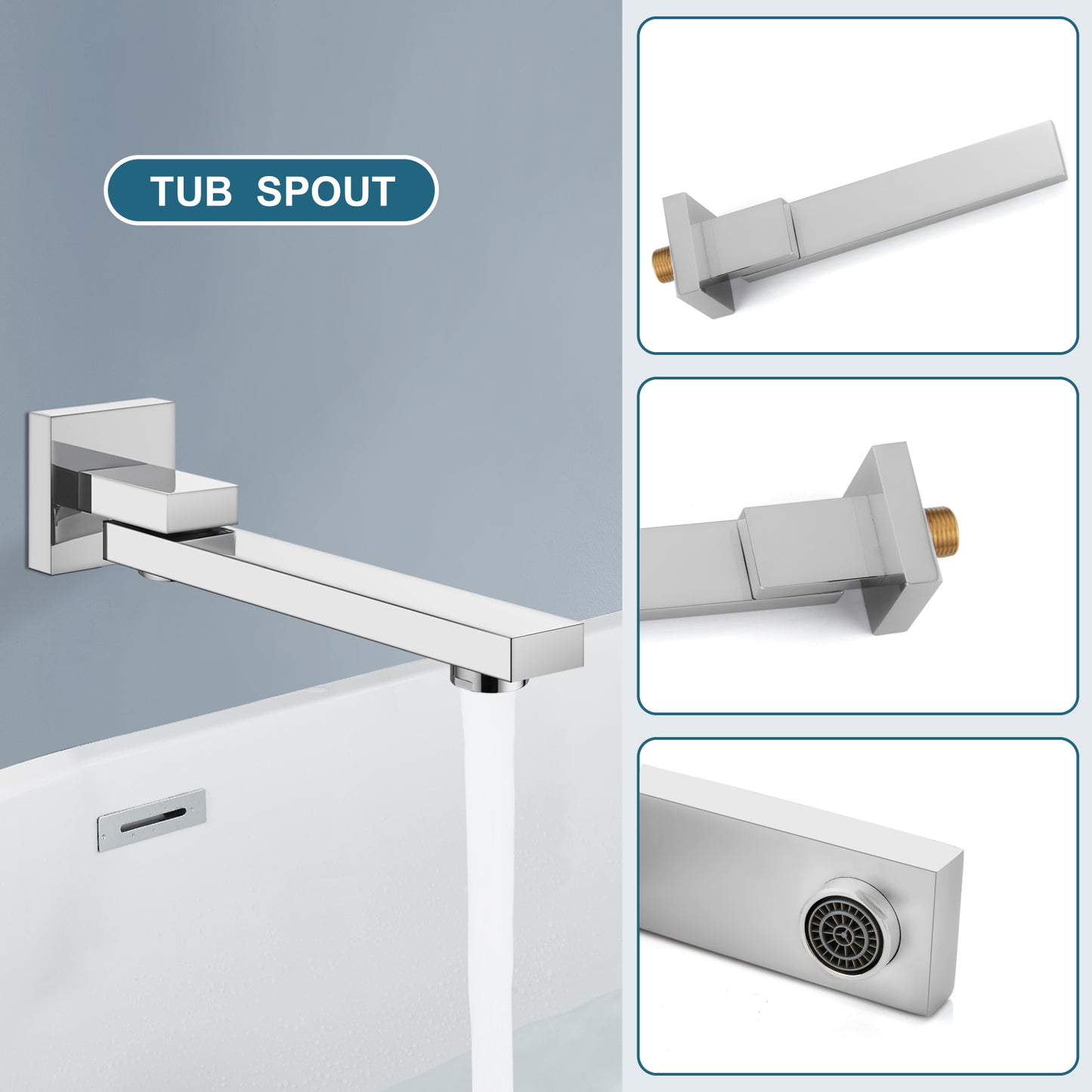 
                  
                    Midanya Polish Chrome Bath Tub Spout, Brass Folding Spout Tub Wall Mount 180°Swivel Bathtub Faucet 7.9 Inches Long, High Flow Tub Filler for Bathroom Sink and Tub Shower System Set
                  
                