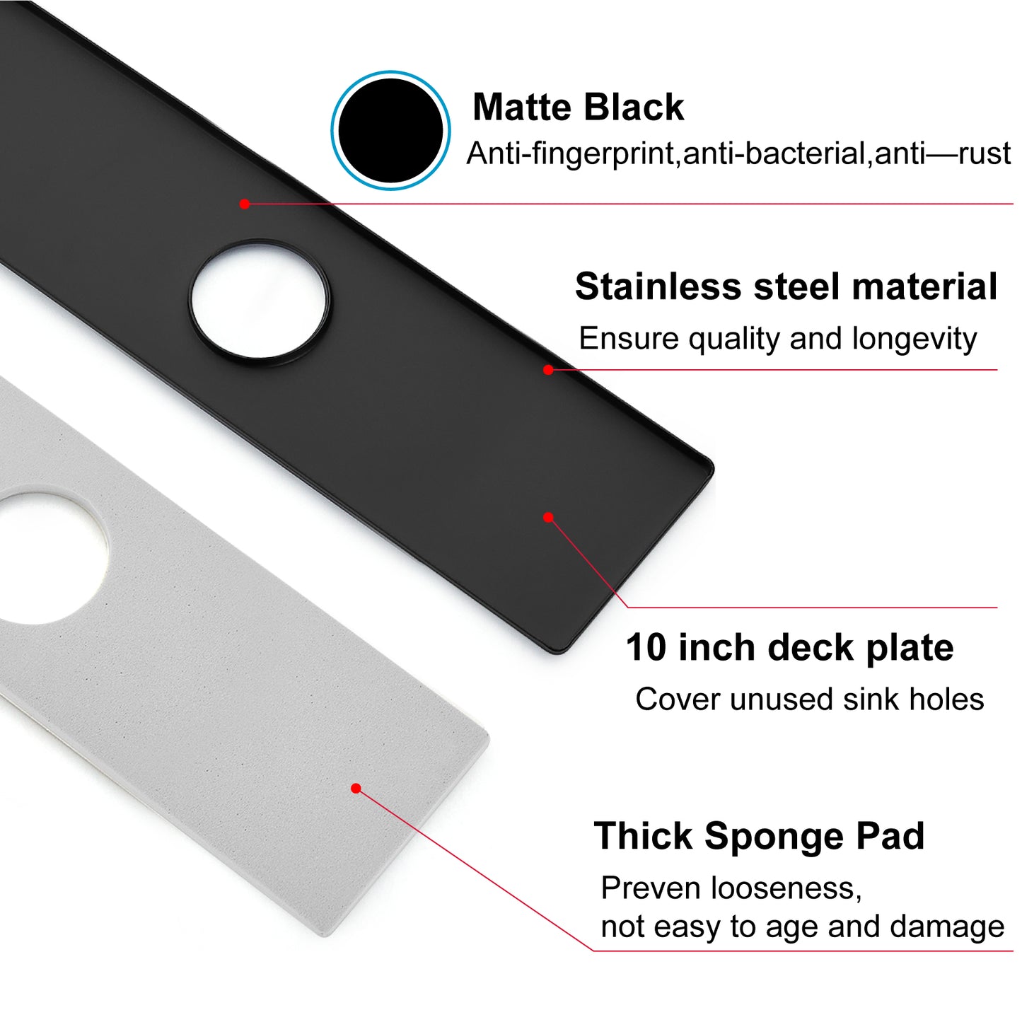 
                  
                    Midanya 10 Inch Sink Hole Cover Deck Plate,Vessel Vanity Sink Faucet Cover Plate,Bathroom Kitchen Lavatory Sink Faucet Deck Plate, Faucet Cover Cap, 1 or 3 Hole Cover Rectangle
                  
                
