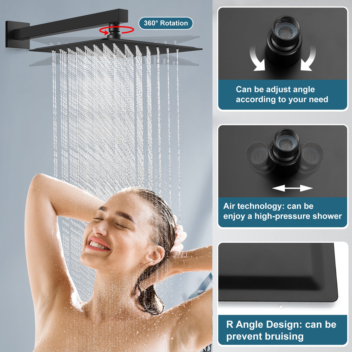 
                  
                    Midanya Rain Shower System with Push Button Diverter Bathroom Luxury Shower Faucets Sets Complete, Handheld Shower Head and 12 Inch Shower Head with Rough-in Valve Trim Kits
                  
                