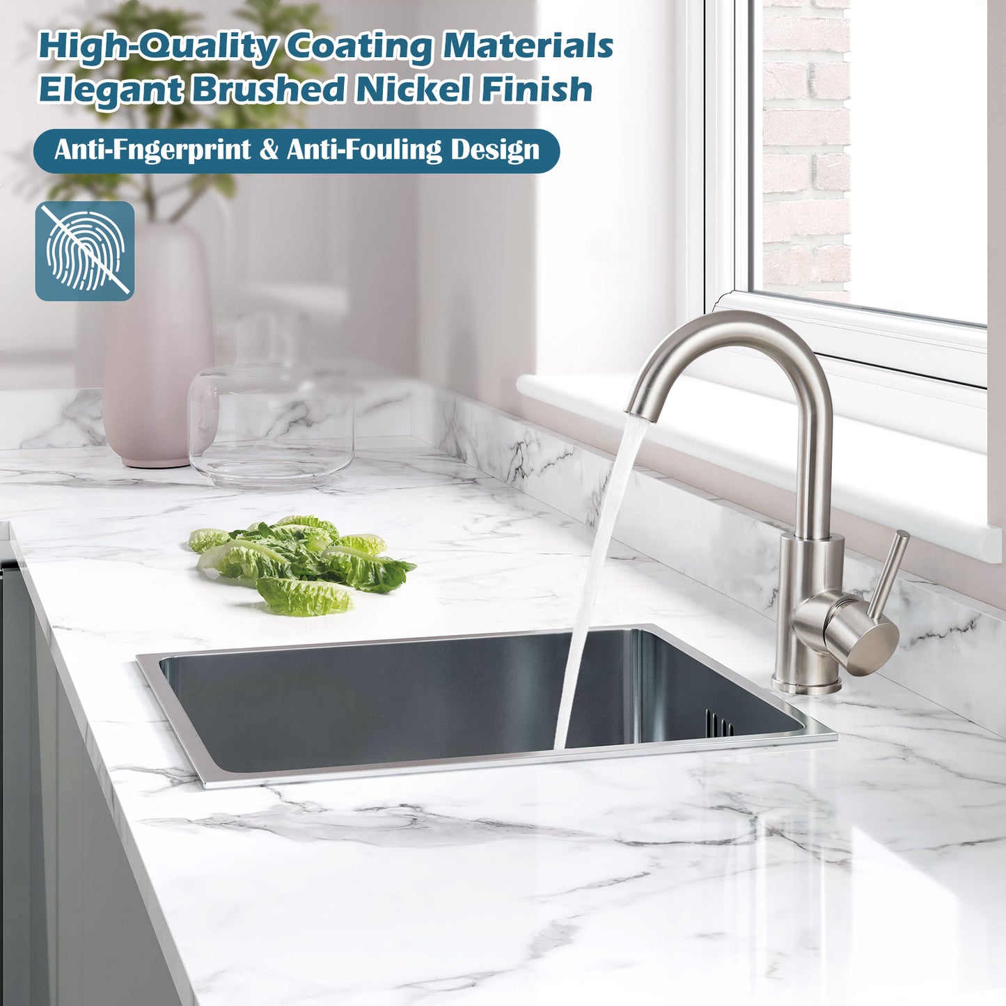 
                  
                    Midanya Bar Sink Faucet for Bathroom Kitchen Small RV Campers Farmhouse Vanity Lavatory Faucet Single Handle Utility Marine Outdoor Faucet with Cover Plate, Water Supply Lines
                  
                