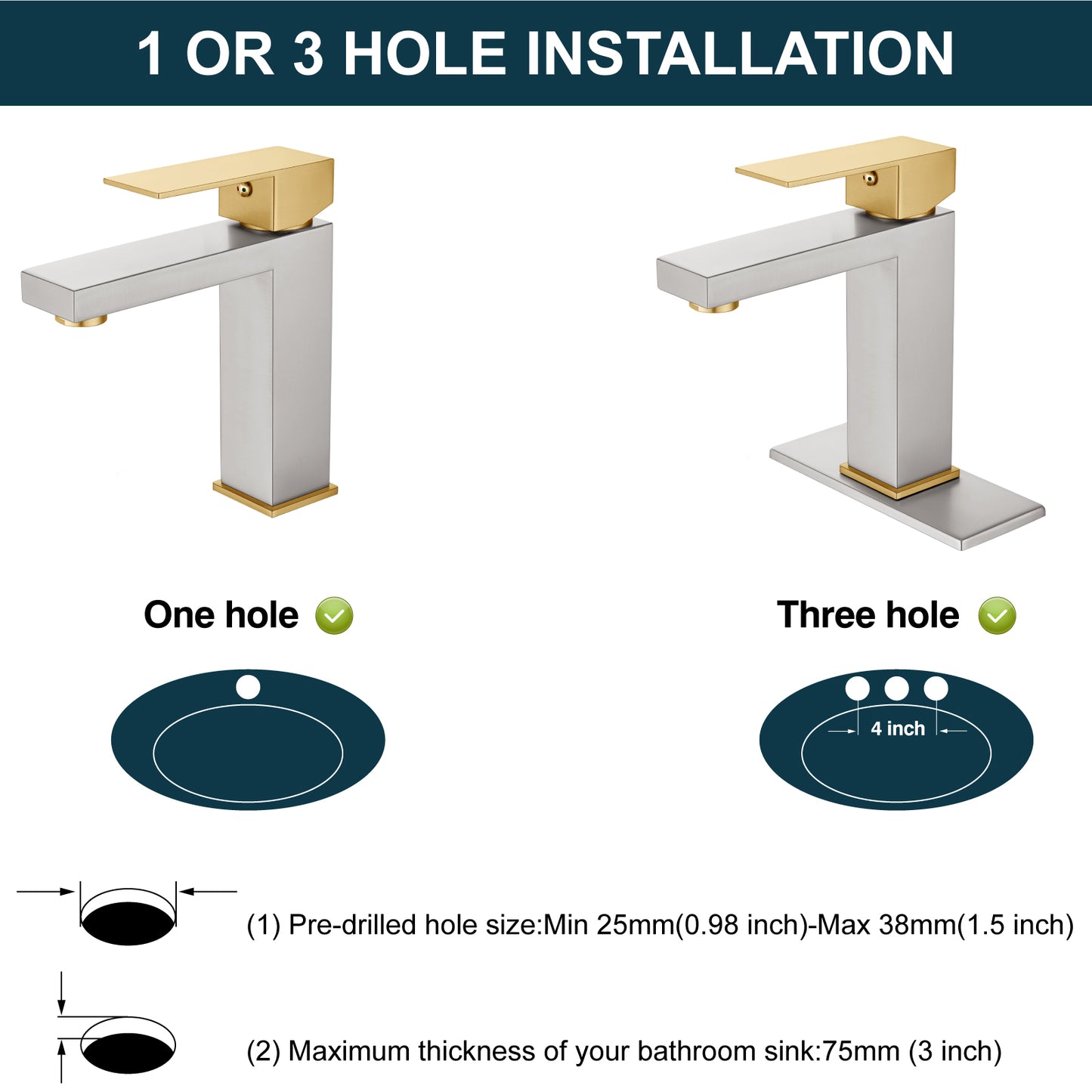 
                  
                    Midanya Bathroom Sink Faucet 1 Hole Single Handle Deck Mount Lavatory Mixer Tap with Cover Plate and Pop-up Drain One Lever Stainless Steel SUS304 Commercial
                  
                