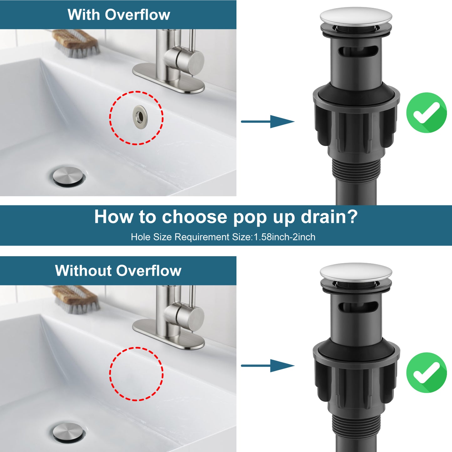 
                  
                    Midanya Pop Up Drain, ABS Bathroom Pop-up Sink Drain, Lavatory Kitchen RV Drain Strainer, Vanity Vessl Sink Drain Stopper Assembly, Universal Sink Drain Assembly
                  
                