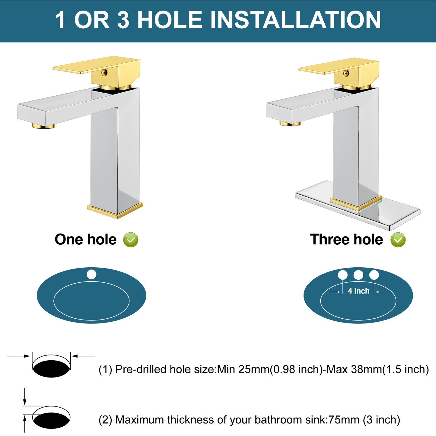 
                  
                    Midanya Bathroom Sink Faucet 1 Hole Single Handle Deck Mount Lavatory Mixer Tap with Cover Plate and Pop-up Drain One Lever Stainless Steel SUS304 Commercial
                  
                
