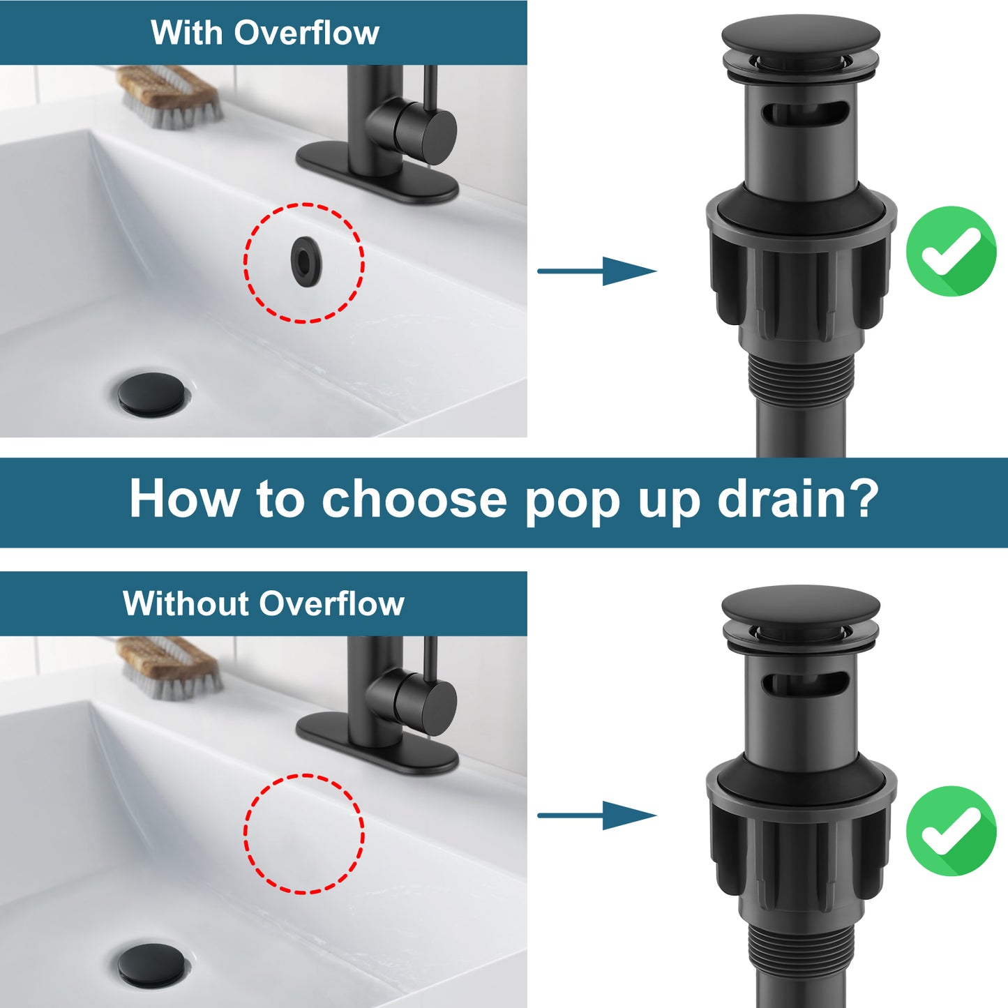 
                  
                    Midanya Pop Up Drain, ABS Bathroom Pop-up Sink Drain, Lavatory Kitchen RV Drain Strainer, Vanity Vessl Sink Drain Stopper Assembly, Universal Sink Drain Assembly
                  
                
