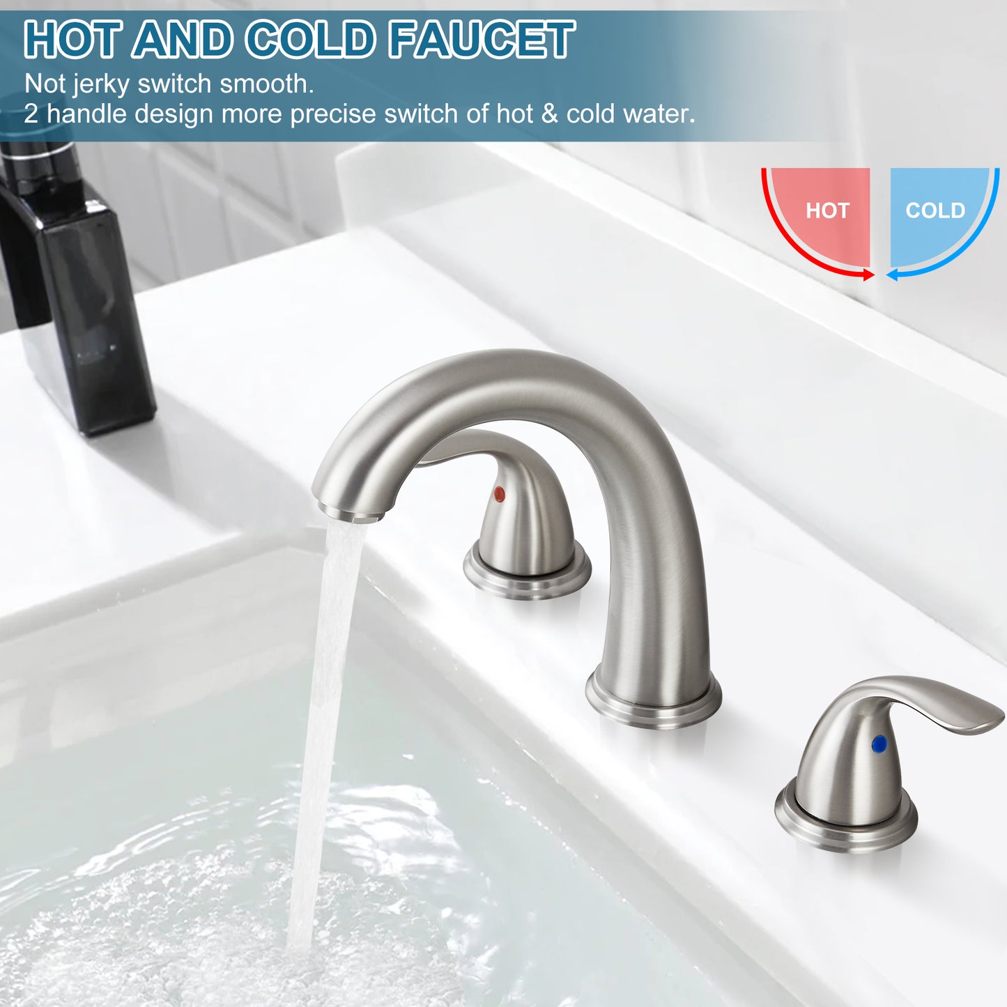 
                  
                    Midanya Bathroom Sink Faucet Widespread 2 Handle 3 Hole Bathroom Faucet Double Handle Faucet with Pop Up Drain and Water Supply Lines Low Arc Mixing Tap
                  
                