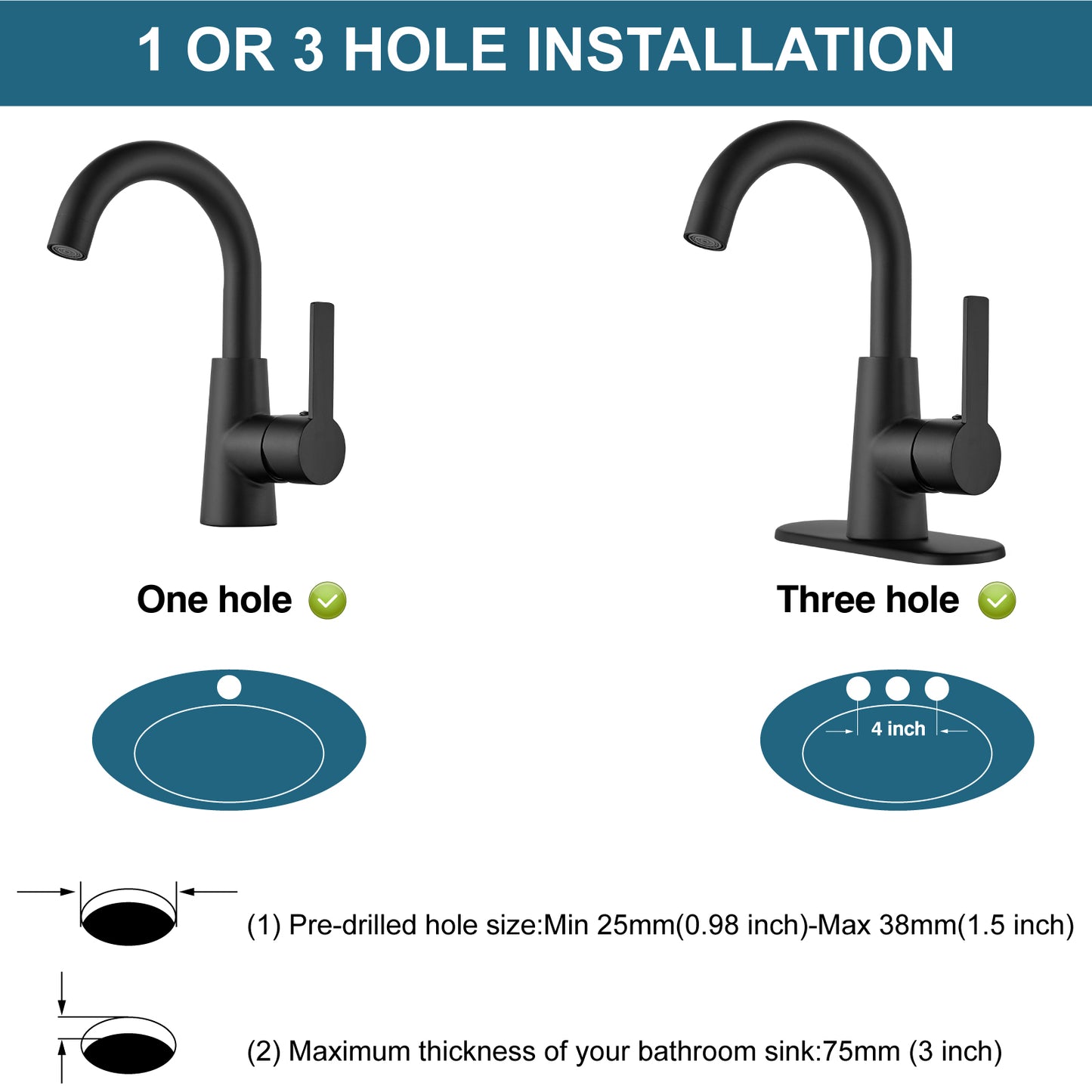 
                  
                    Midanya Bar Sink Faucet, Single Hole Bathroom Sink Faucet with Cover Plate, Water Supply Hoses and Pop Up Drain, Pre-Kitchen Farmhouse RV Small Vanity Faucet with 360° Rotation Spout
                  
                
