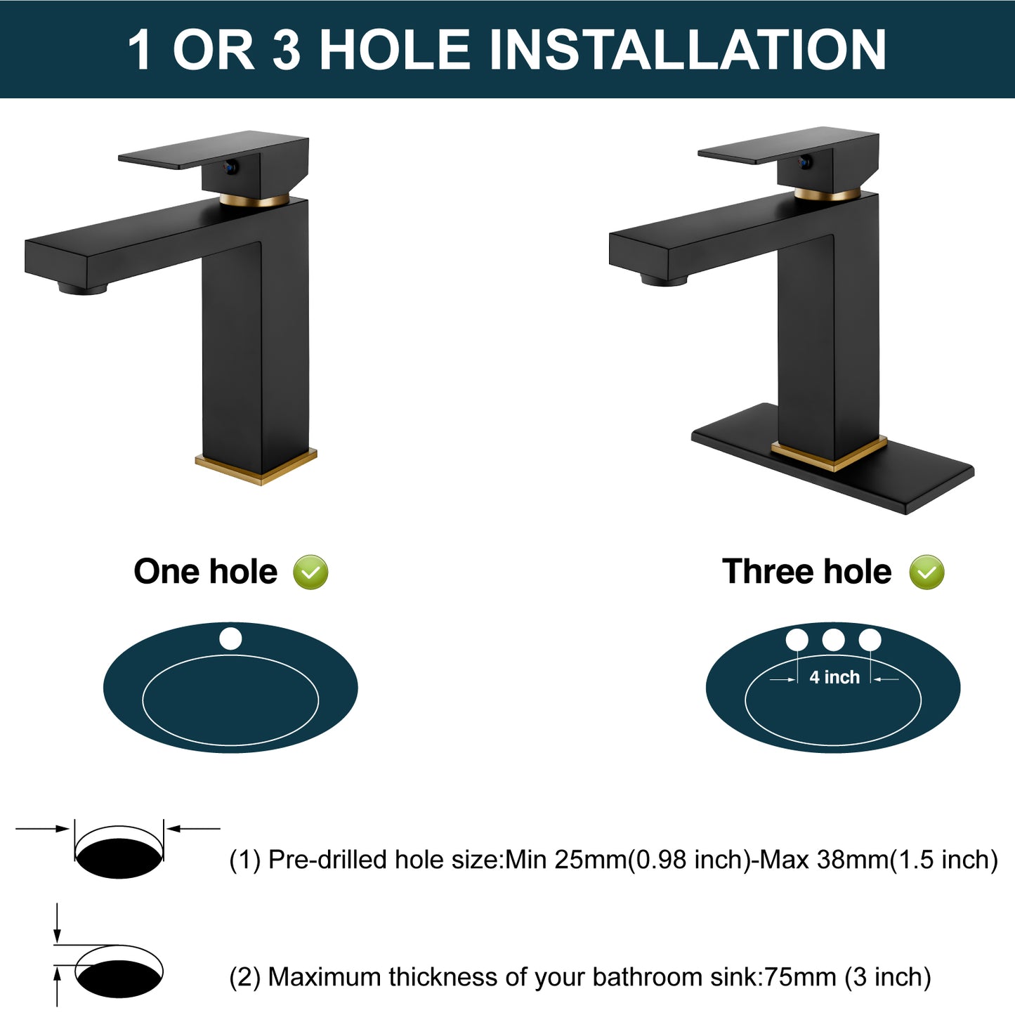 
                  
                    Midanya Bathroom Sink Faucet 1 Hole Single Handle Deck Mount Lavatory Mixer Tap with Cover Plate and Pop-up Drain One Lever Stainless Steel SUS304 Commercial
                  
                