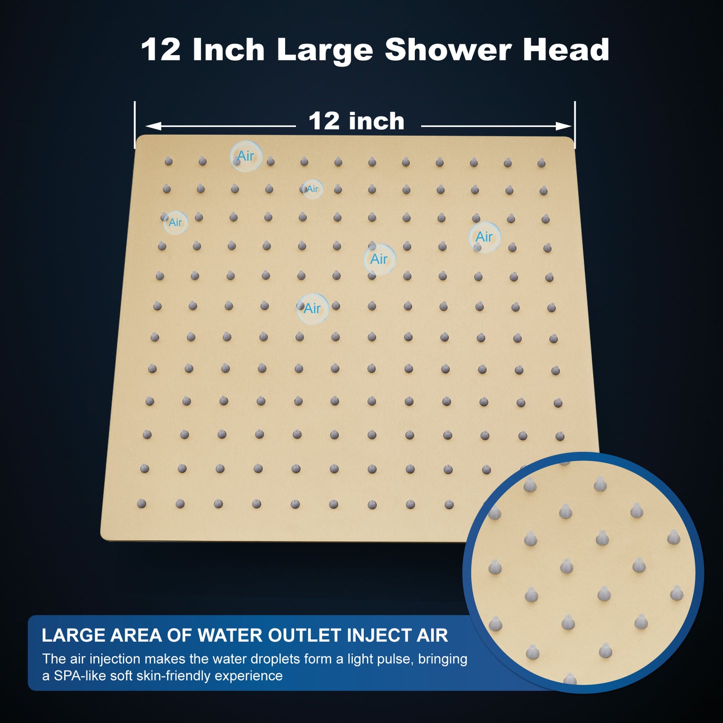 
                  
                    Midanya 12 inch  Rainfall Shower Head Square Stainless Steel Rain Showerhead High Pressure Waterfall Crackproof Coverage with Silicone Nozzle 1/16" Ultra Thin Design Swivel Connector
                  
                