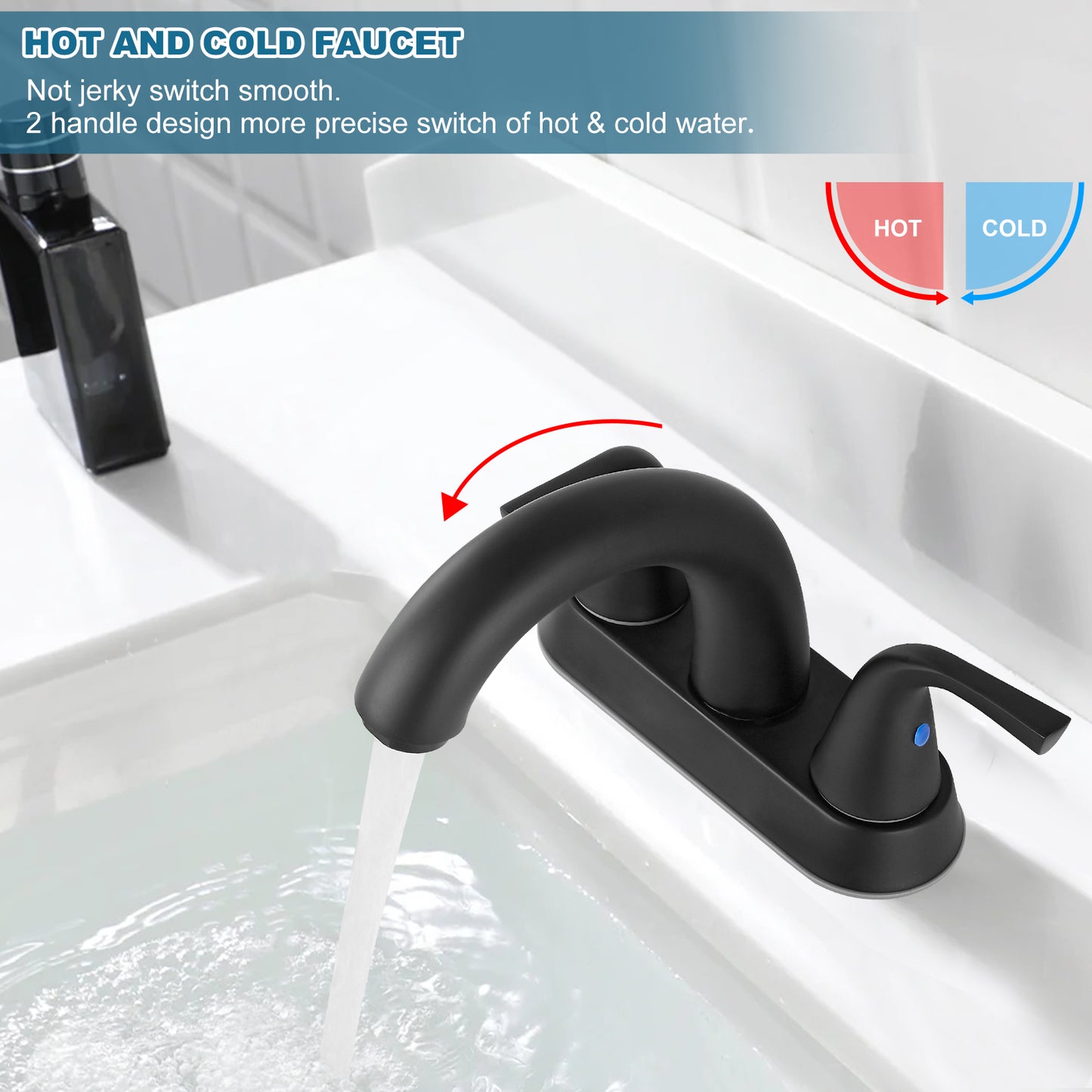 
                  
                    Midanya 2 Handle Bathroom Sink Faucet Deck Mount Centerset Bathroom Faucet 3 Hole, with Pop-up Drain Stopper Assembly and Water Supply Lines Lavatory Faucet Mixer Double Handle Tap
                  
                