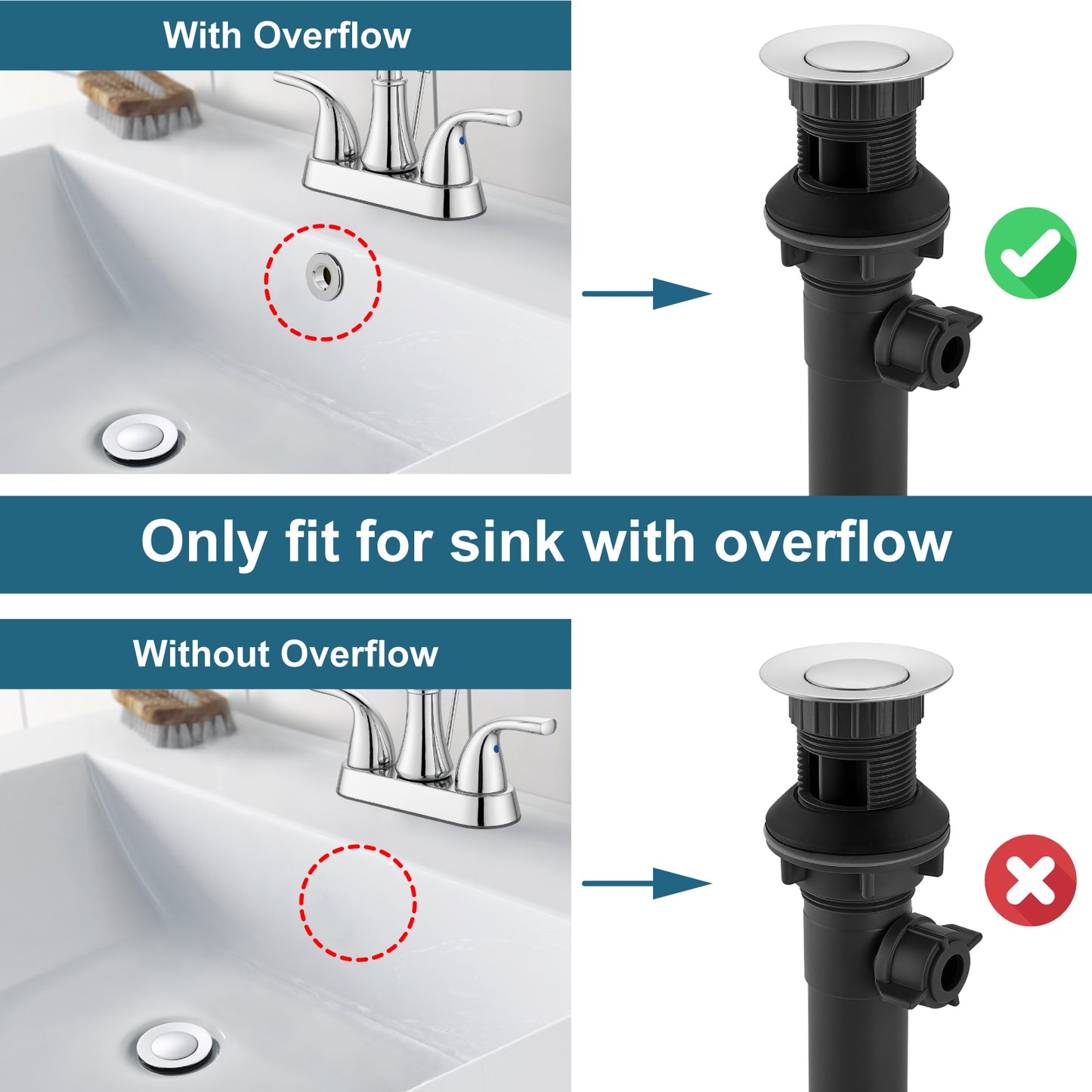 
                  
                    Midanya Sink Drain with Lift Rod, Bathroom Lavatory Kitchen RV Drain Stopper, Drain Stopper Assembly for Bathroom Faucet,Vessel Sink Vanity Drain Assembly with Overflow
                  
                
