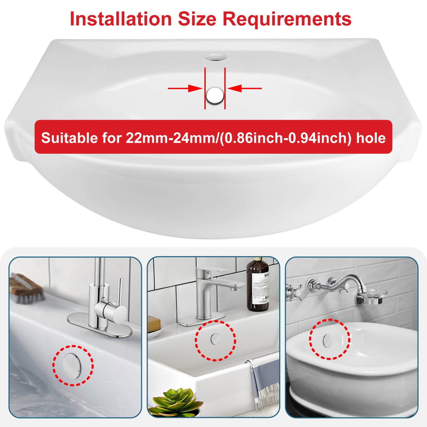 
                  
                    Midanya Sink Basin Overflow Trim Ring, Bathroom Vanity Vessel Sink Overflow Cover Basin Trim Brass Insert in Hole Round Caps, Sink Overflow Ring, Pack of 2
                  
                