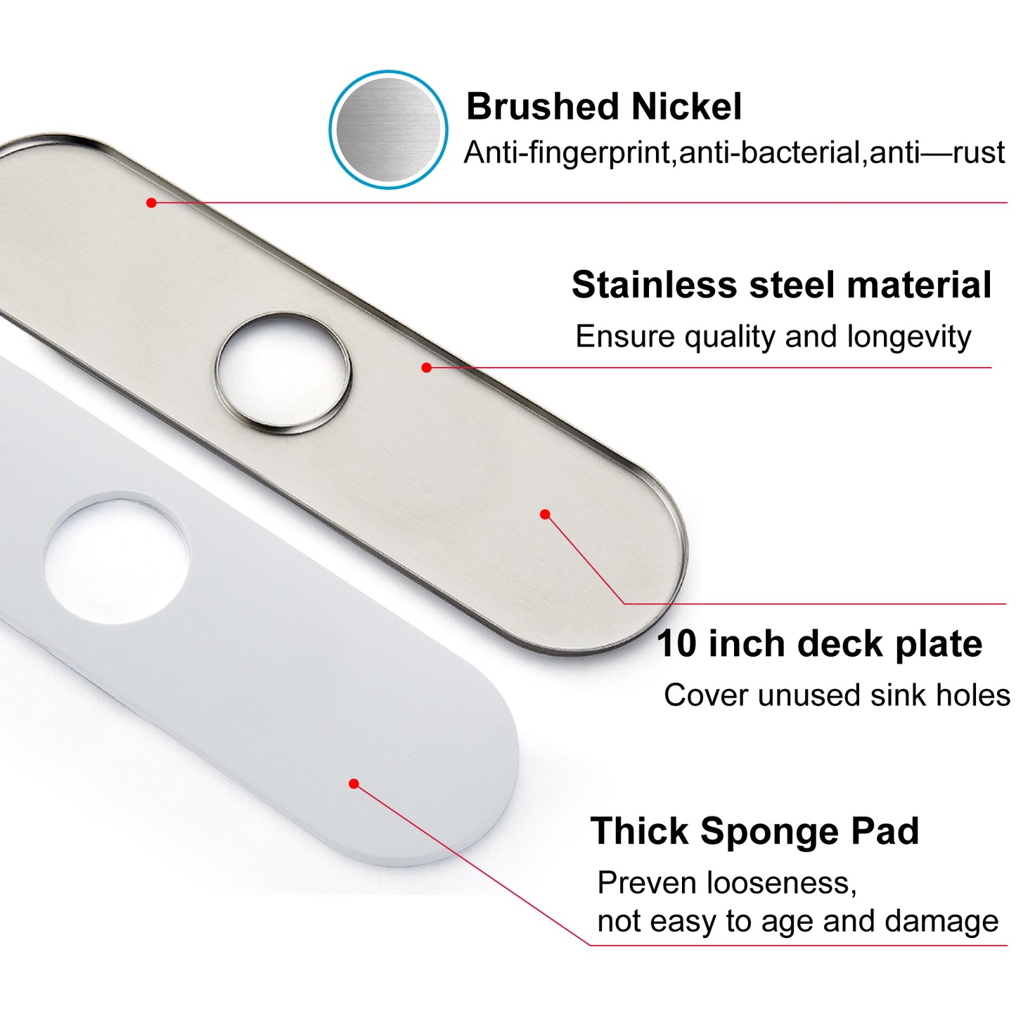 
                  
                    Midanya 10 Inch Sink Hole Cover Deck Plate, SUS304 Stainless Steel 1-3 Hole Escutcheon Plate for Bathroom Kitchen Vessel Vanity Sink Faucet, Faucet Cover Cap,1 or 3 Hole Cover Oval
                  
                