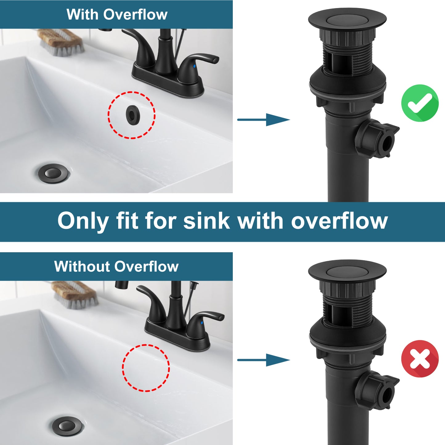 
                  
                    Midanya Sink Drain with Lift Rod, Bathroom Lavatory Kitchen RV Drain Stopper, Drain Stopper Assembly for Bathroom Faucet,Vessel Sink Vanity Drain Assembly with Overflow
                  
                