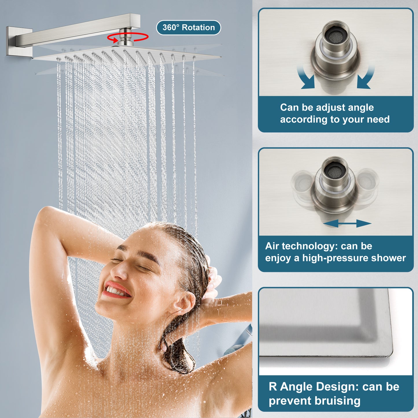 
                  
                    Midanya Rain Shower System with Push Button Diverter Bathroom Luxury Shower Faucets Sets Complete, Handheld Shower Head and 12 Inch Shower Head with Rough-in Valve Trim Kits
                  
                