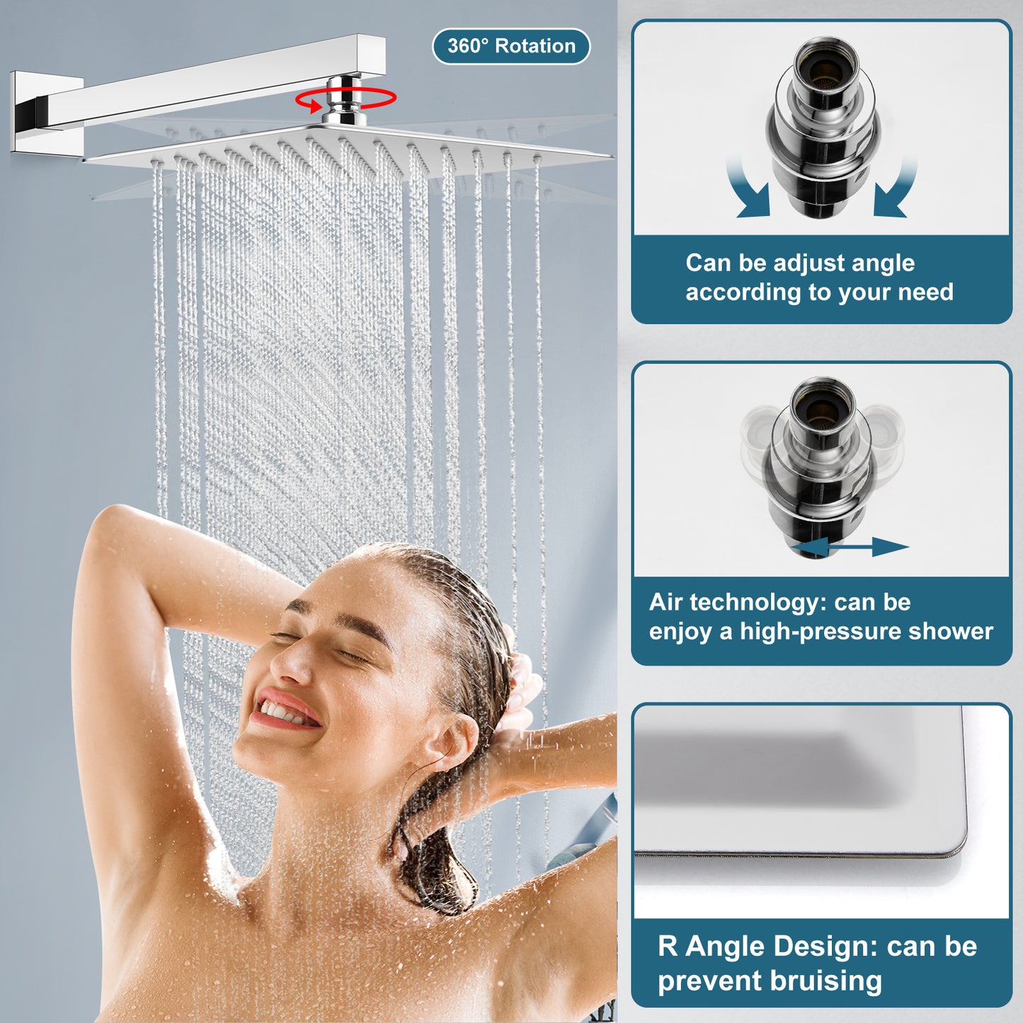 
                  
                    Midanya Rain Shower System with Push Button Diverter Bathroom Luxury Shower Faucets Sets Complete, Handheld Shower Head and 12 Inch Shower Head with Rough-in Valve Trim Kits
                  
                