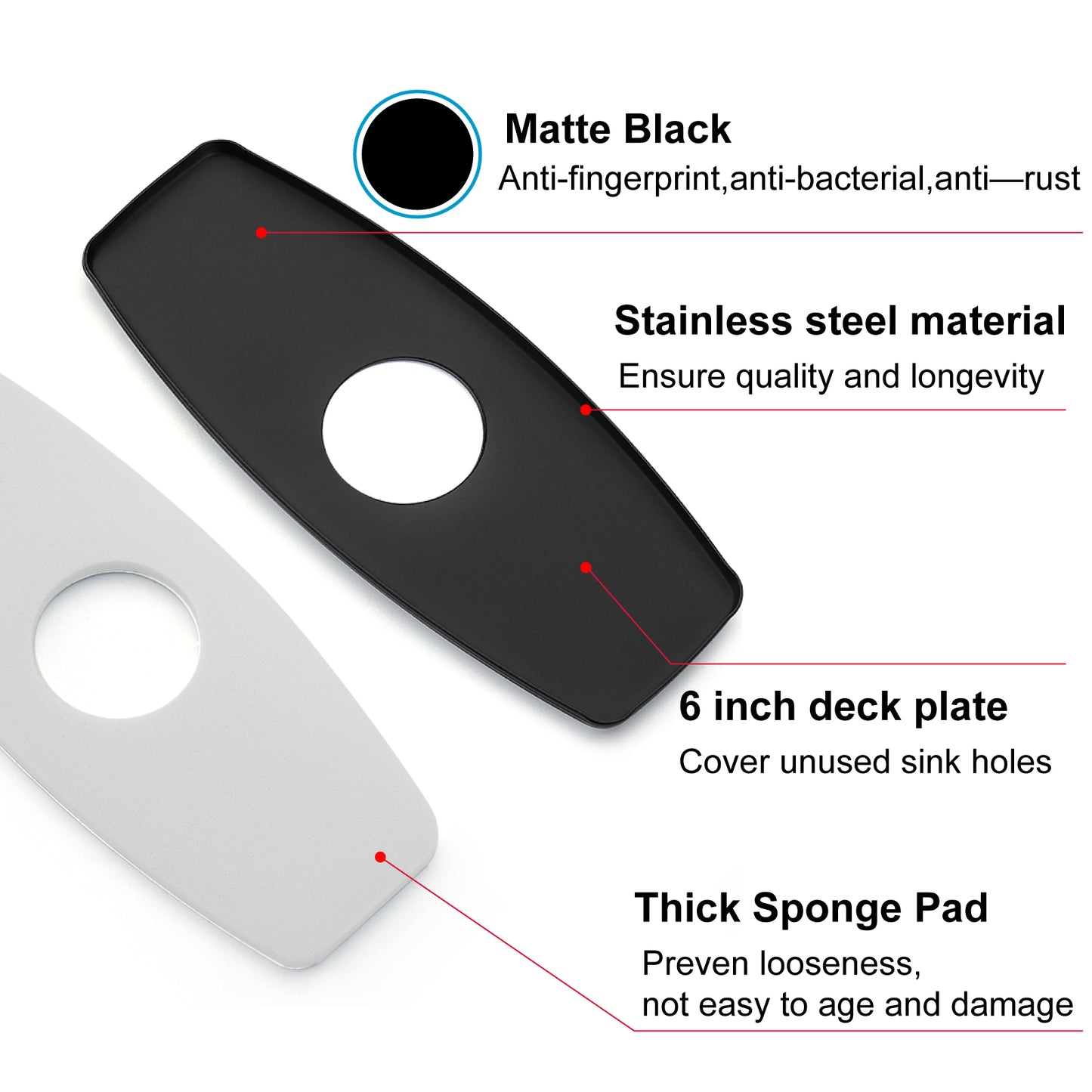 
                  
                    Midanya Sink Hole Cover, 6 Inch Sink Decorate Cover,Vessel Vanity Sink Faucet Cover Plate,Faucet Deck Plate for 1 or 3 Hole Bathroom Kitchen Sink Faucet, Rhomboid Cover
                  
                