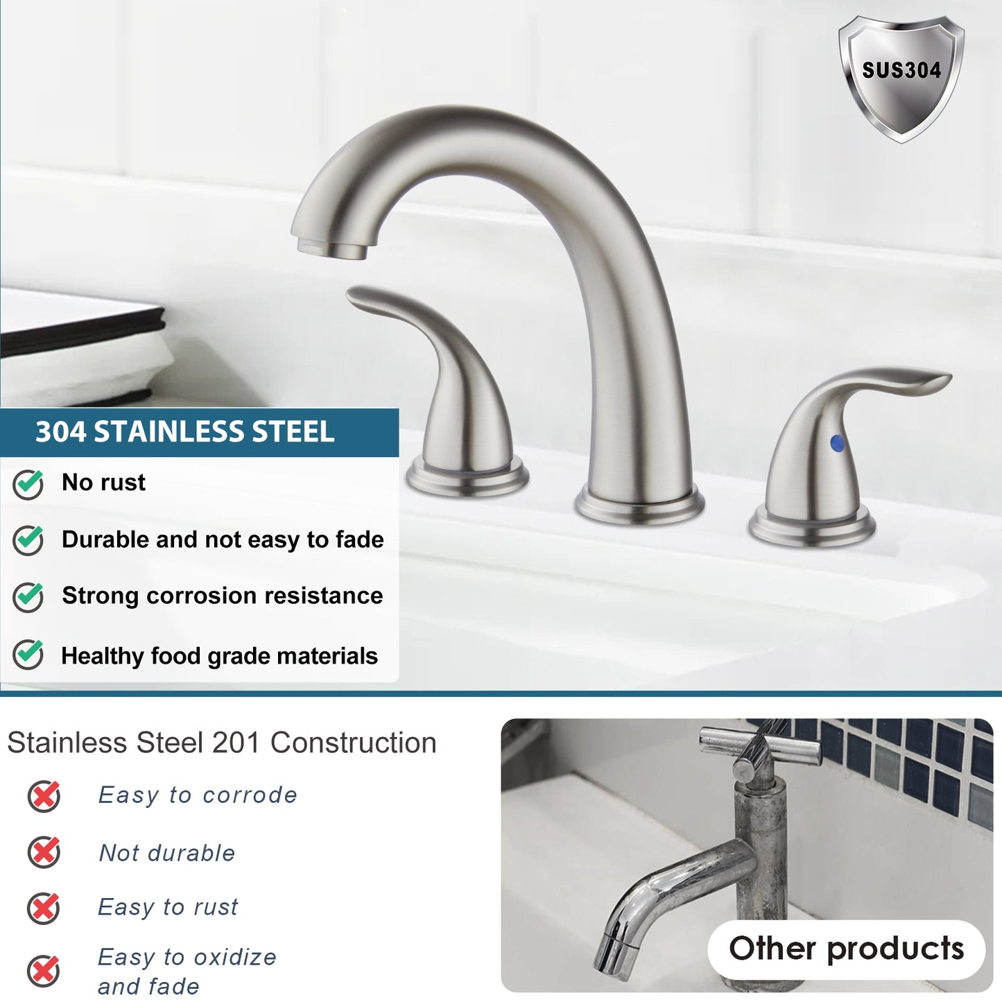 
                  
                    Midanya Bathroom Sink Faucet Widespread 2 Handle 3 Hole Bathroom Faucet Double Handle Faucet with Pop Up Drain and Water Supply Lines Low Arc Mixing Tap
                  
                