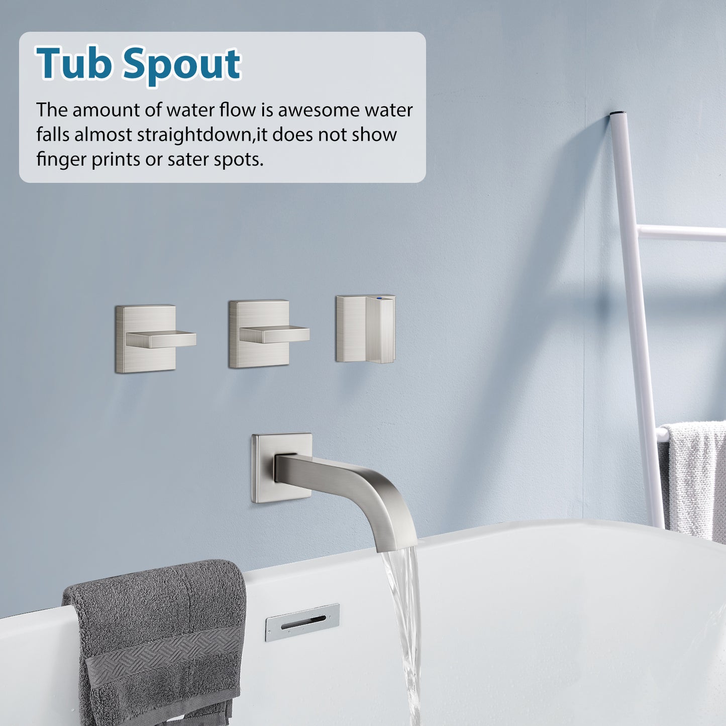 
                  
                    Midanya 3 Handle Tub Shower Faucet with Tub Spout, 8-inch Rainfall Shower Head Combo and Rough-in Valve Wall Mount Bathroom Trim Kit Rainfall Shower System Bathtub Rain Shower Faucet Set
                  
                