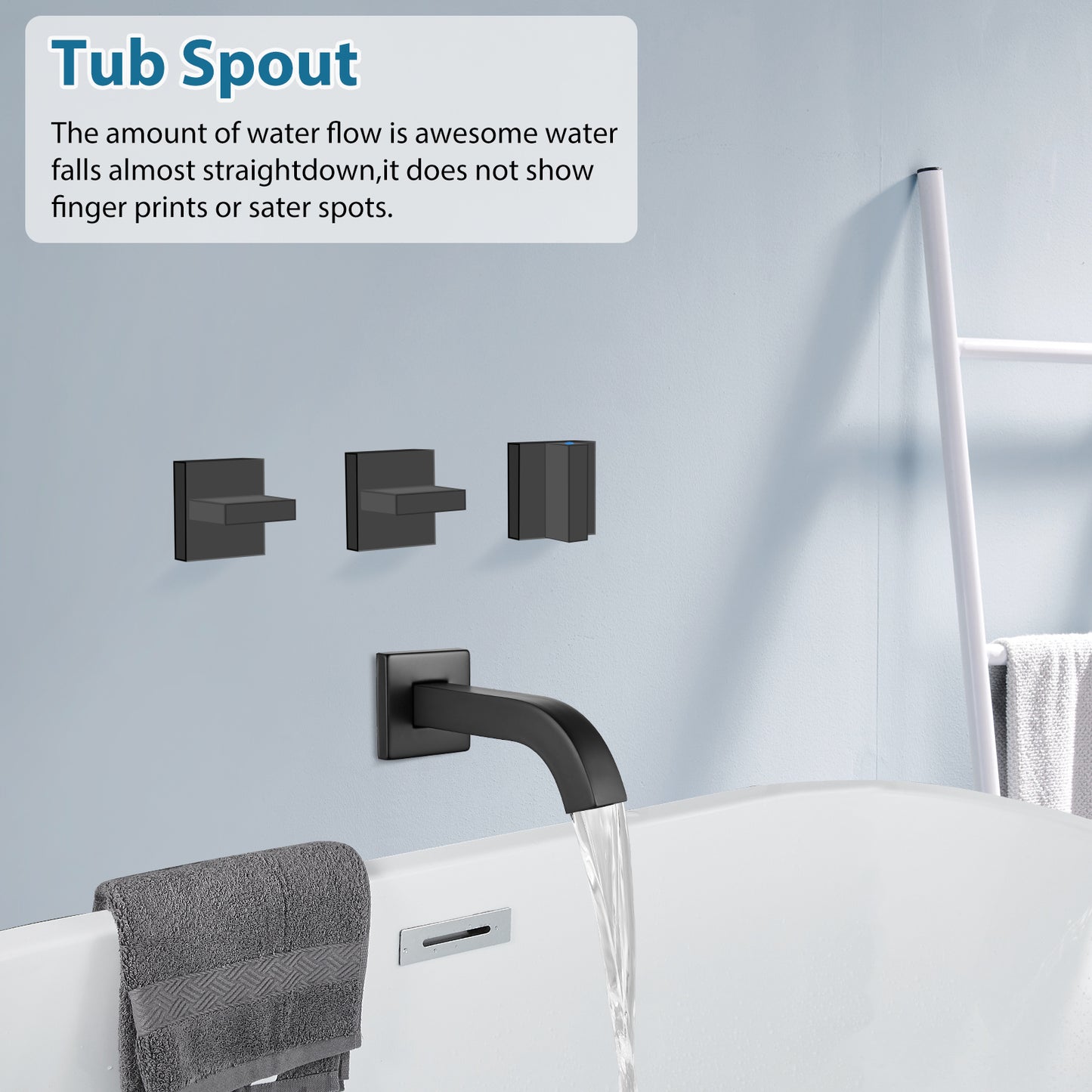 
                  
                    Midanya 3 Handle Tub Shower Faucet with Tub Spout, 8-inch Rainfall Shower Head Combo and Rough-in Valve Wall Mount Bathroom Trim Kit Rainfall Shower System Bathtub Rain Shower Faucet Set
                  
                