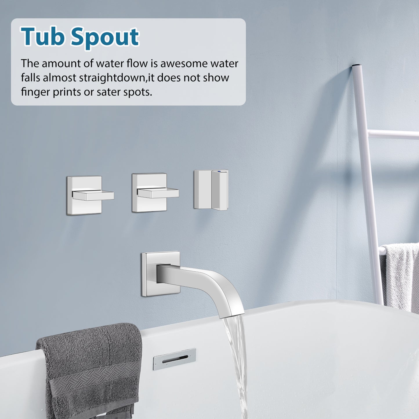 
                  
                    Midanya 3 Handle Tub Shower Faucet with Tub Spout, 8-inch Rainfall Shower Head Combo and Rough-in Valve Wall Mount Bathroom Trim Kit Rainfall Shower System Bathtub Rain Shower Faucet Set
                  
                