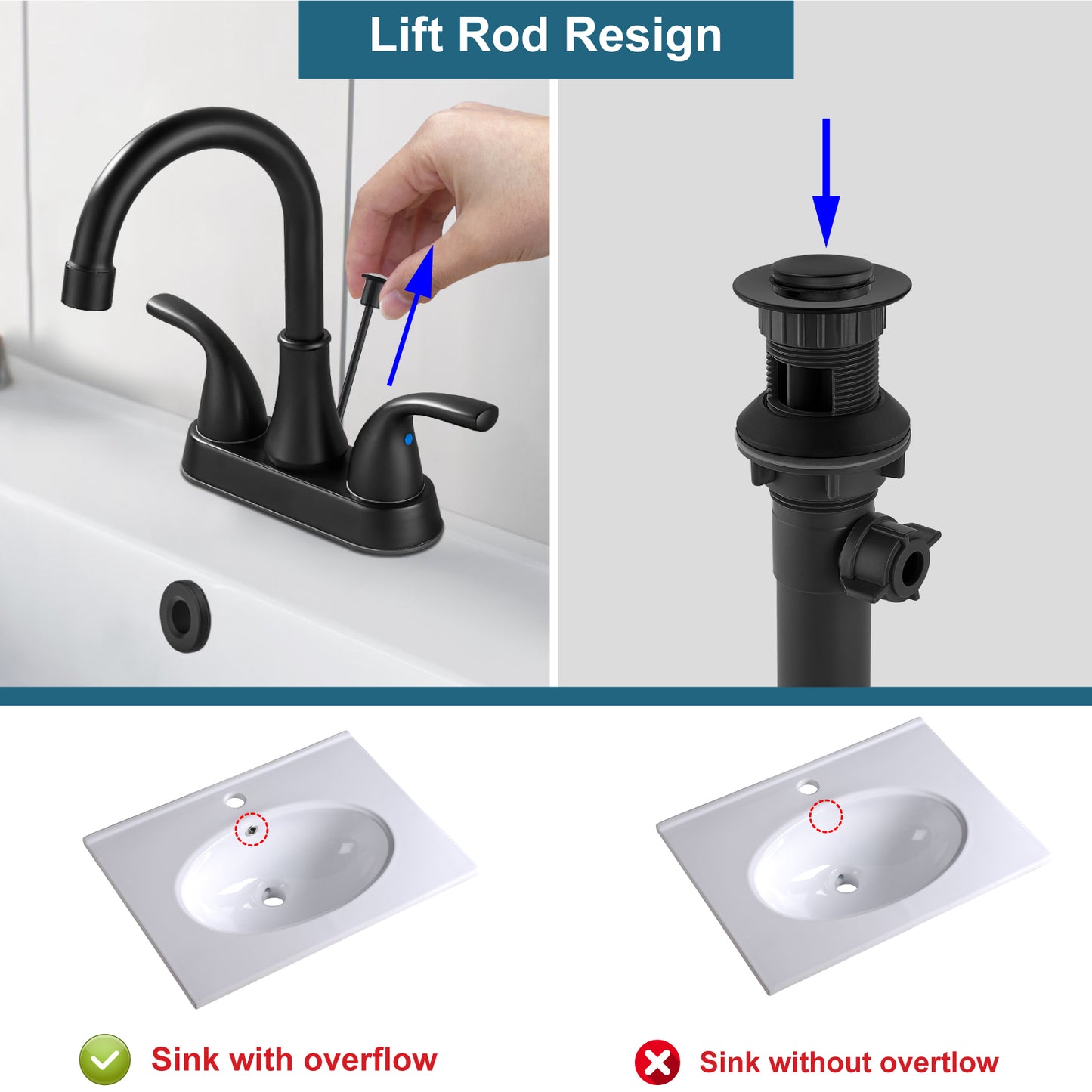 
                  
                    Midanya Sink Drain with Lift Rod, Bathroom Lavatory Kitchen RV Drain Stopper, Drain Stopper Assembly for Bathroom Faucet,Vessel Sink Vanity Drain Assembly with Overflow
                  
                