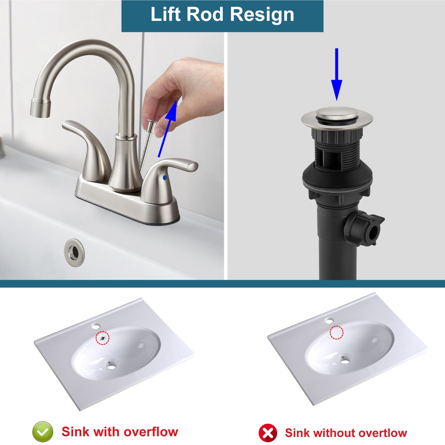 
                  
                    Midanya Sink Drain with Lift Rod, Bathroom Lavatory Kitchen RV Drain Stopper, Drain Stopper Assembly for Bathroom Faucet,Vessel Sink Vanity Drain Assembly with Overflow
                  
                