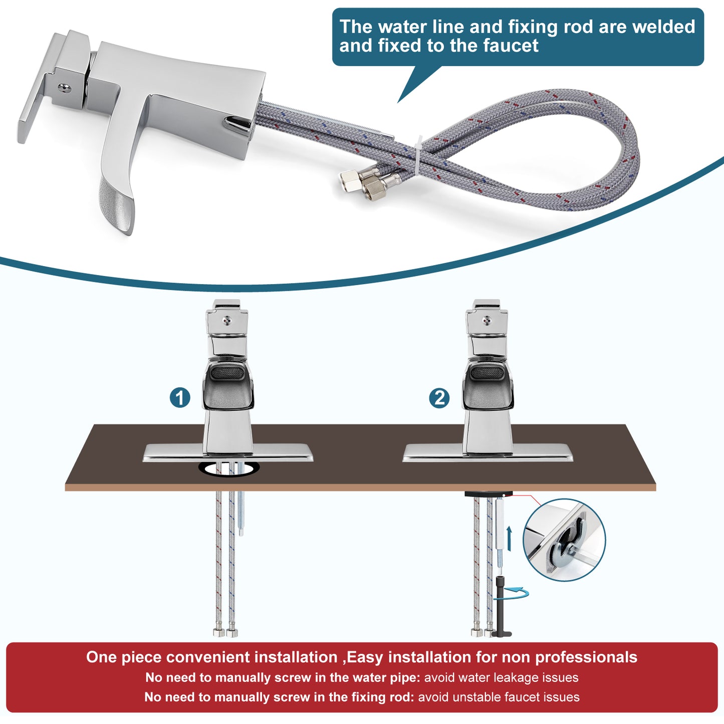 
                  
                    Midanya Single Handle Bathroom Sink Faucet, Waterfall Bathroom Faucet for 1 Hole or 3 Holes, Lavatory RV Vanity Faucet with Deck Mount Pop-Up Drain and Water Supply Lines
                  
                