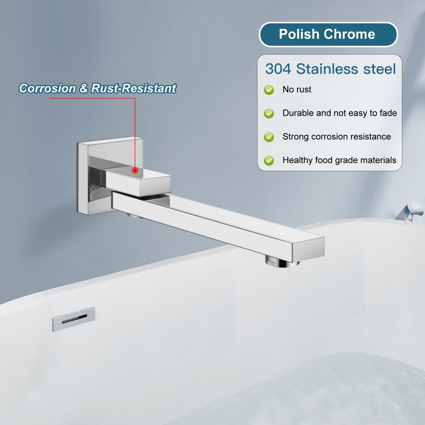 
                  
                    Midanya Polish Chrome Bath Tub Spout, Brass Folding Spout Tub Wall Mount 180°Swivel Bathtub Faucet 7.9 Inches Long, High Flow Tub Filler for Bathroom Sink and Tub Shower System Set
                  
                