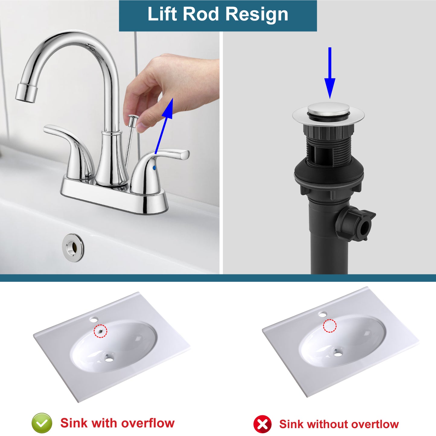 
                  
                    Midanya Sink Drain with Lift Rod, Bathroom Lavatory Kitchen RV Drain Stopper, Drain Stopper Assembly for Bathroom Faucet,Vessel Sink Vanity Drain Assembly with Overflow
                  
                