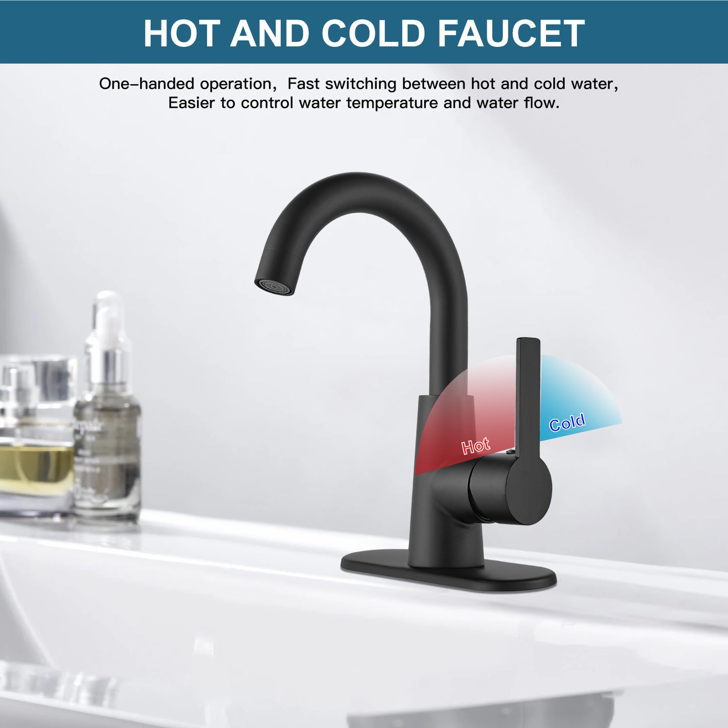 
                  
                    Midanya Bar Sink Faucet, Single Hole Bathroom Sink Faucet with Cover Plate, Water Supply Hoses and Pop Up Drain, Pre-Kitchen Farmhouse RV Small Vanity Faucet with 360° Rotation Spout
                  
                