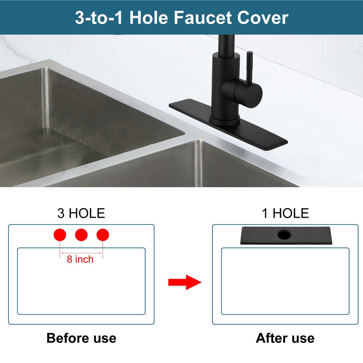 
                  
                    Midanya 10 Inch Sink Hole Cover Deck Plate,Vessel Vanity Sink Faucet Cover Plate,Bathroom Kitchen Lavatory Sink Faucet Deck Plate, Faucet Cover Cap, 1 or 3 Hole Cover Rectangle
                  
                