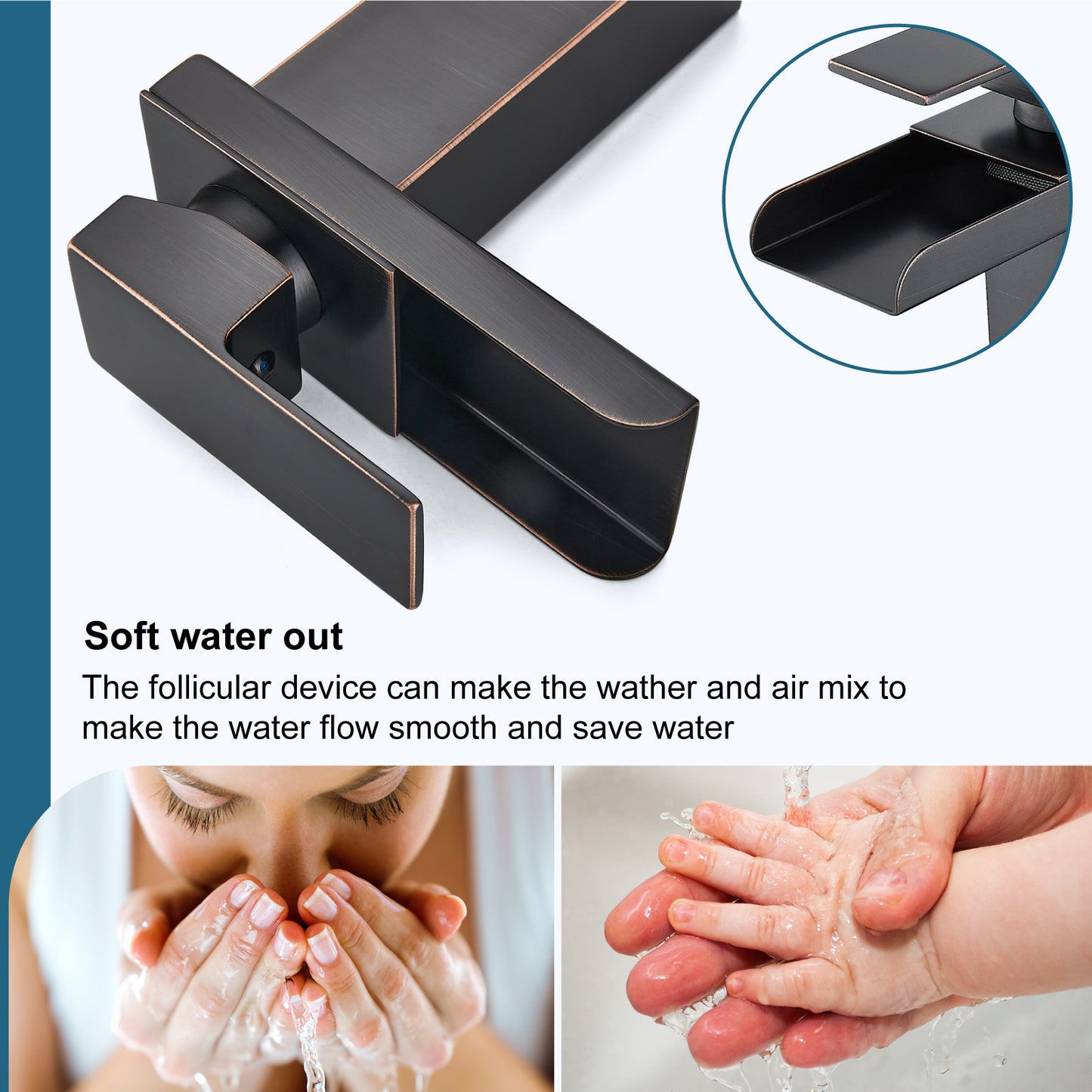 
                  
                    Midanya Waterfall Bathroom Faucet 1 Hole Single Handle Sink Vanity 4 inch Faucet Wide Mouth Spout with Deck Mount Plate & Water Supply Lines Hose Lavatory Modern Commercial Mixer Tap
                  
                