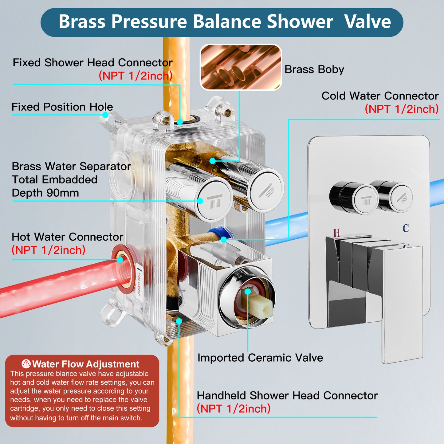 
                  
                    Midanya Rain Shower System with Push Button Diverter Bathroom Luxury Shower Faucets Sets Complete, Handheld Shower Head and 12 Inch Shower Head with Rough-in Valve Trim Kits
                  
                